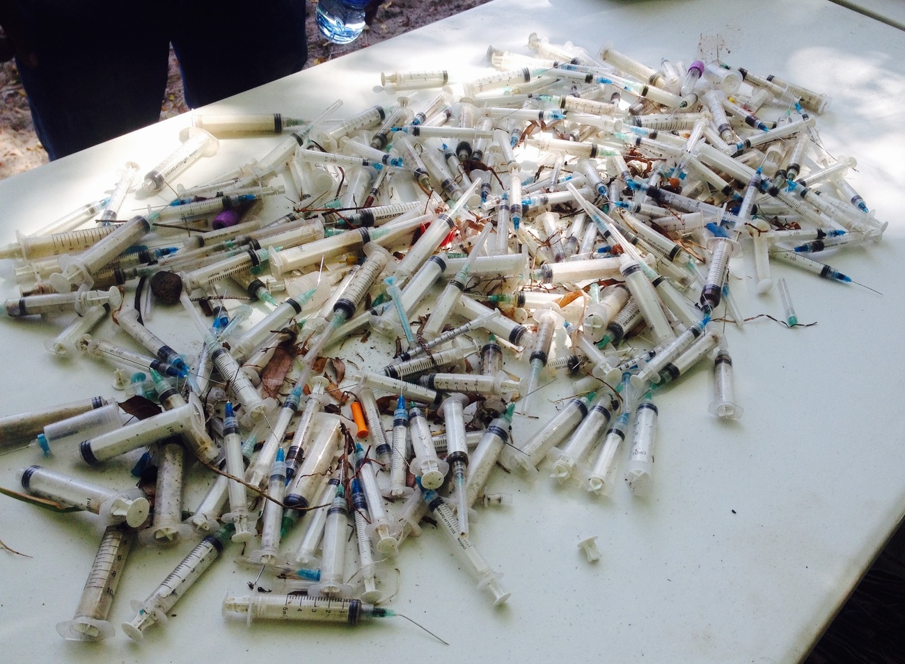 Used Syringes found during a beach clean up