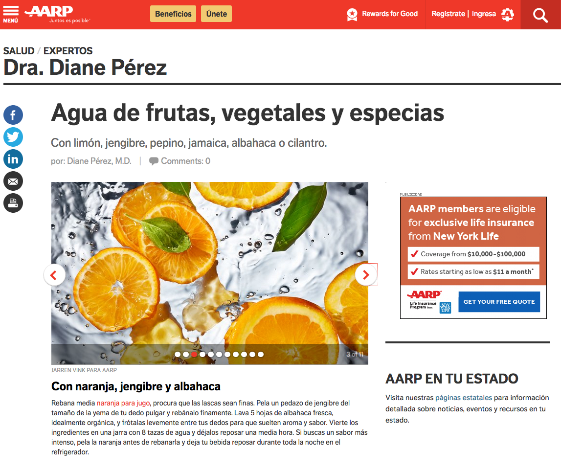 AARP en español, online, 2017