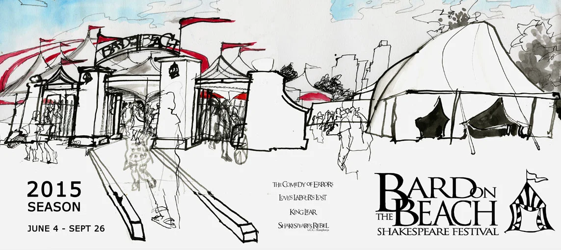 Reportage drawing of the iconic gates at the entrance - later turned into a poster design.