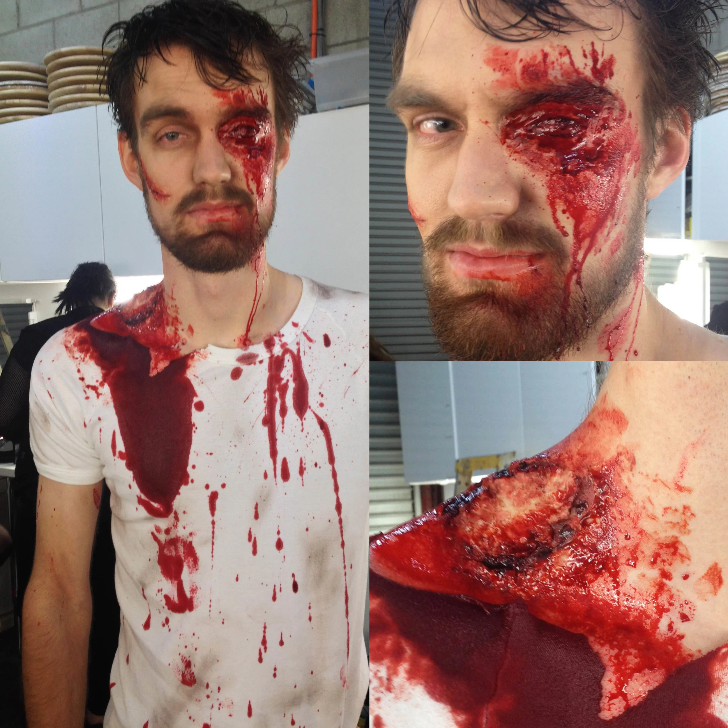 Hand made prosthetic and from-kit zombie application