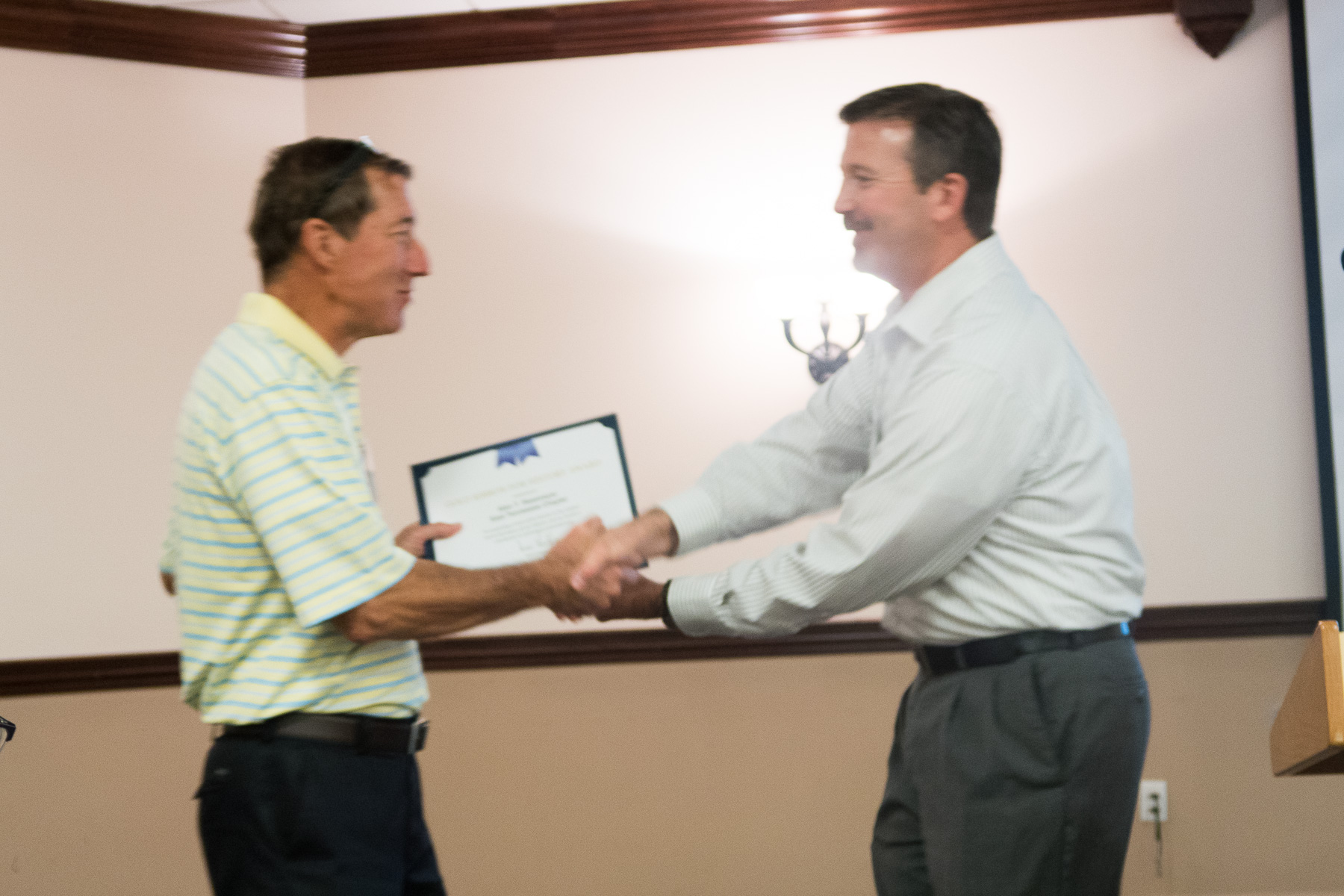  Chapter President Jeff DeLong presents the Gold Ribbon History Award to Alan Hasemeyer 