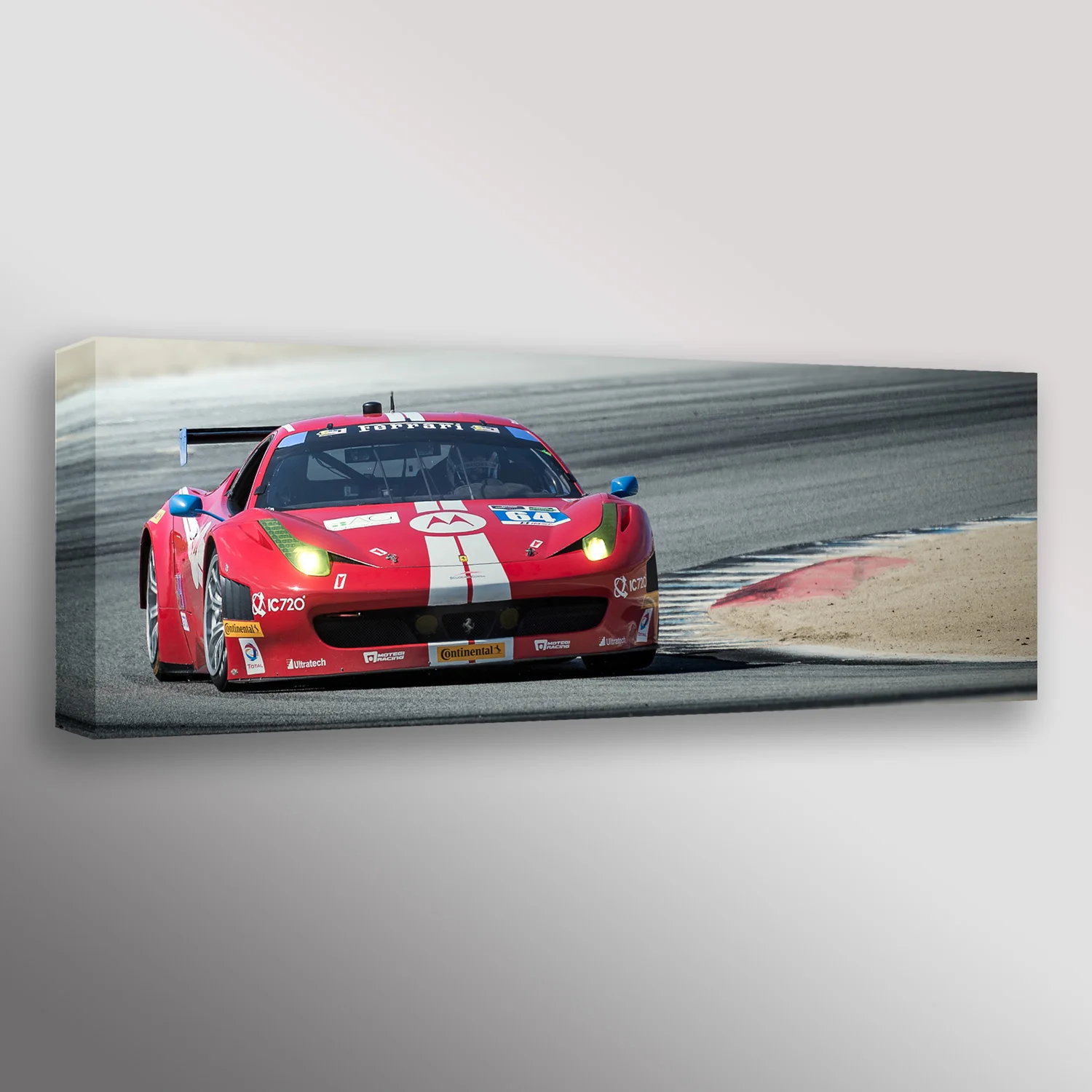 Red Ferrari 458 Italia Racecar Car Photo Wall Art Canvas Print