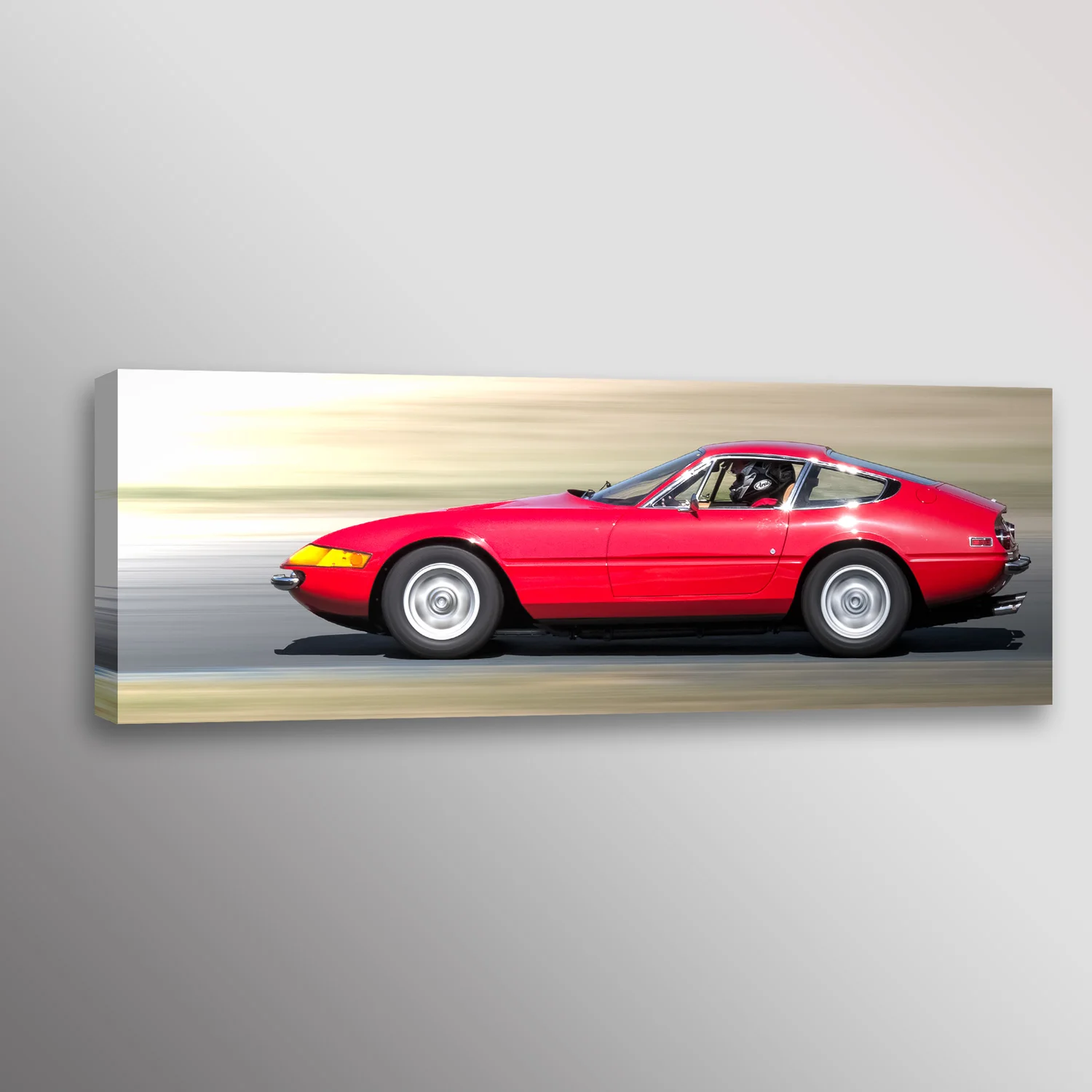 Red Ferrari Daytona 365 GTB-4 Man Cave Photo Car Wall Art Canvas Print