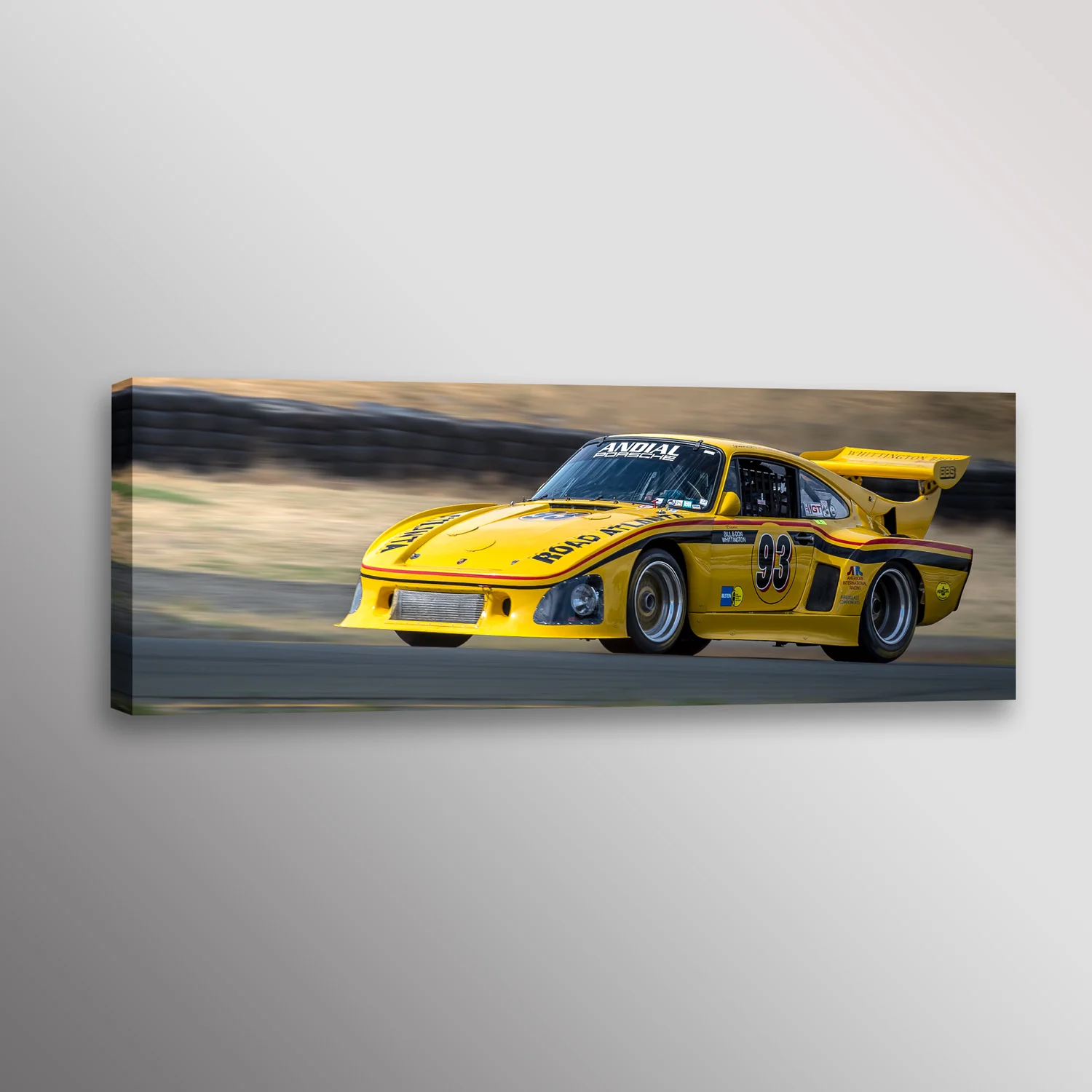 1976 Yellow Porsche 935 Racecar Car Photo Wall Art Canvas Print