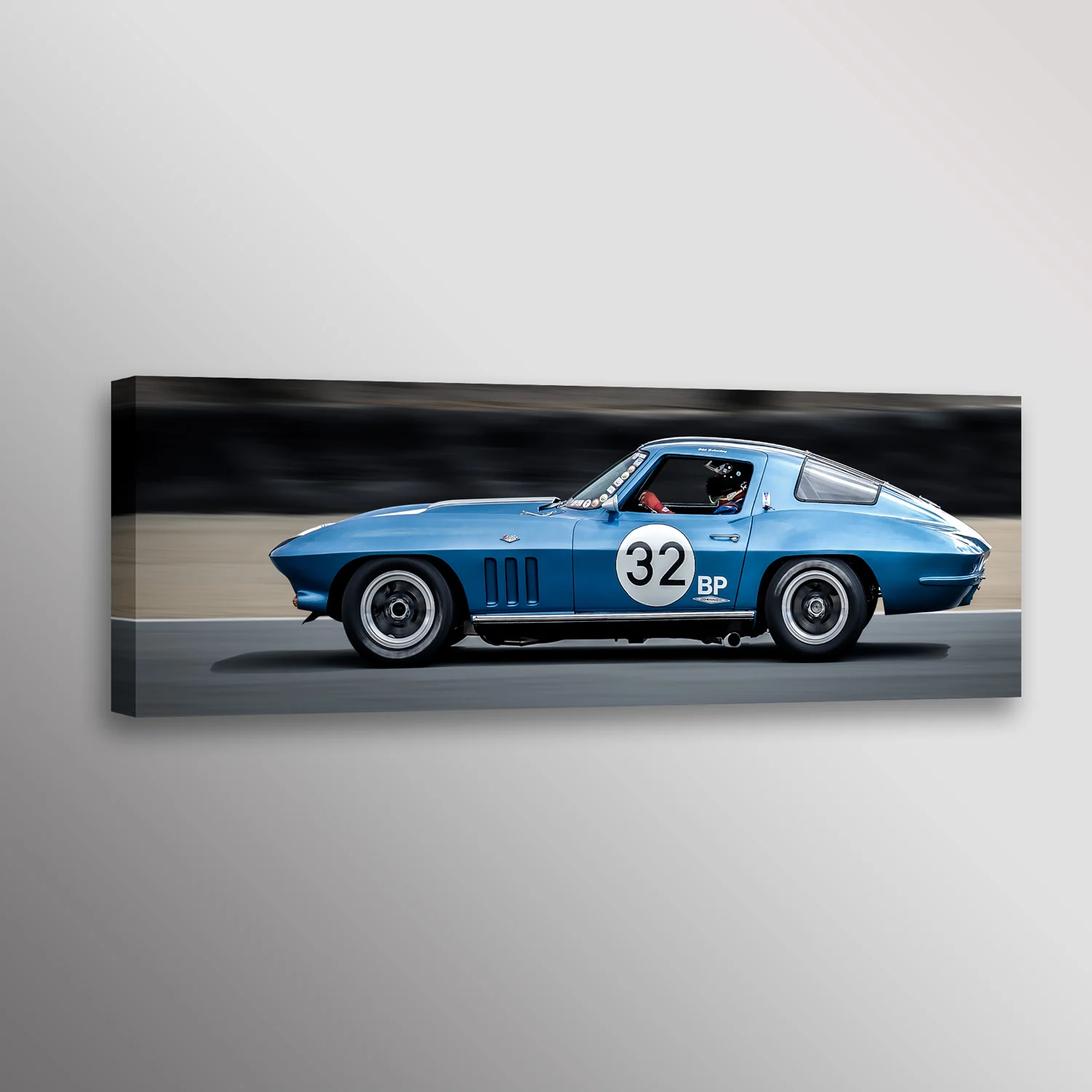 1965 Chevrolet Corvette Racecar Car Photo Wall Art Canvas Print