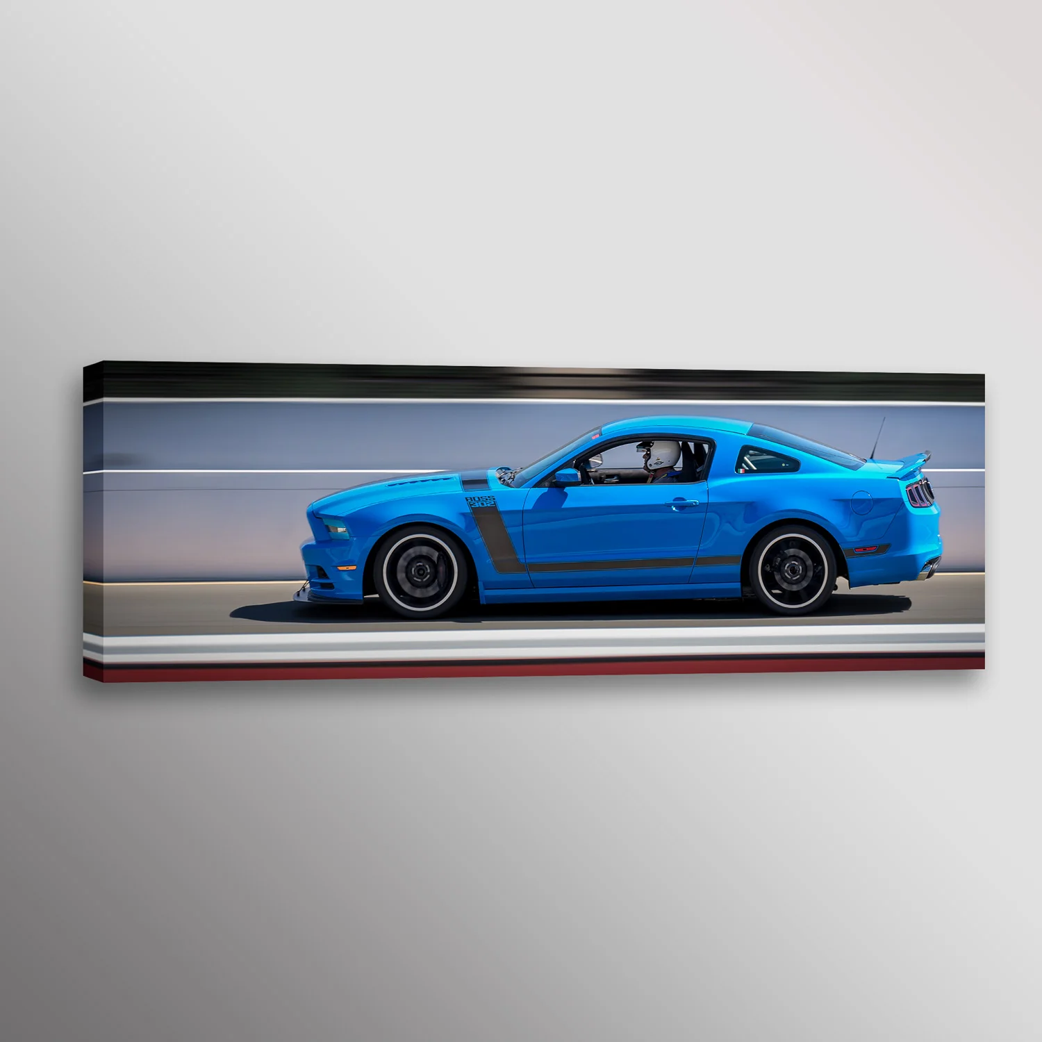 Blue 2014 Ford Mustang Boss 302 Car Photo Automotive Wall Art Canvas Print