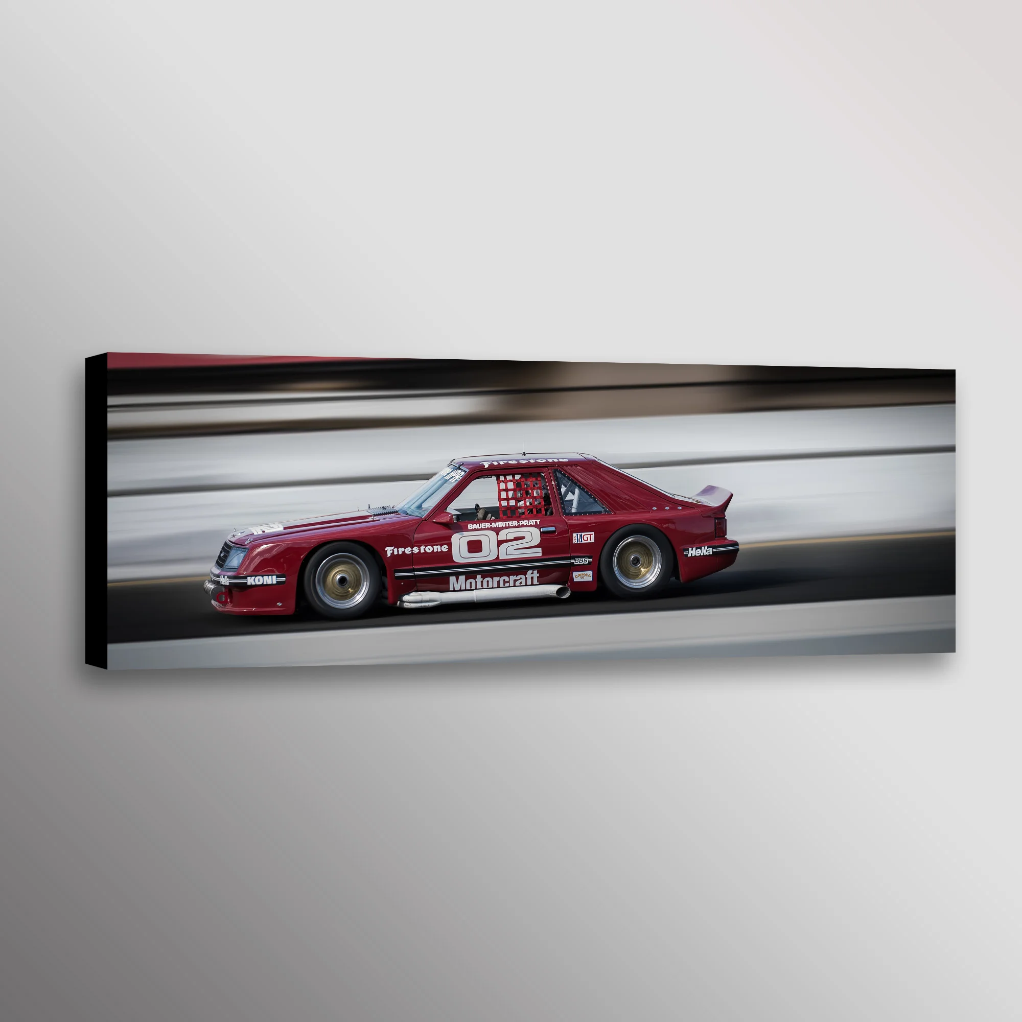 Ford Mustang GT Hatchback IMSA Vintage Racecar Photo Car Wall Art Canvas