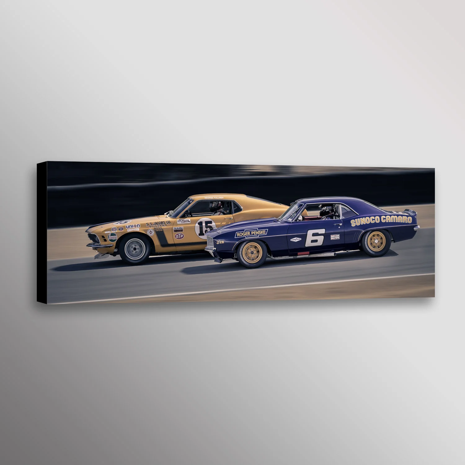 Vintage Trans-Am Boss 302 Penske Camaro Racecar Photo Wall Art Canvas Print