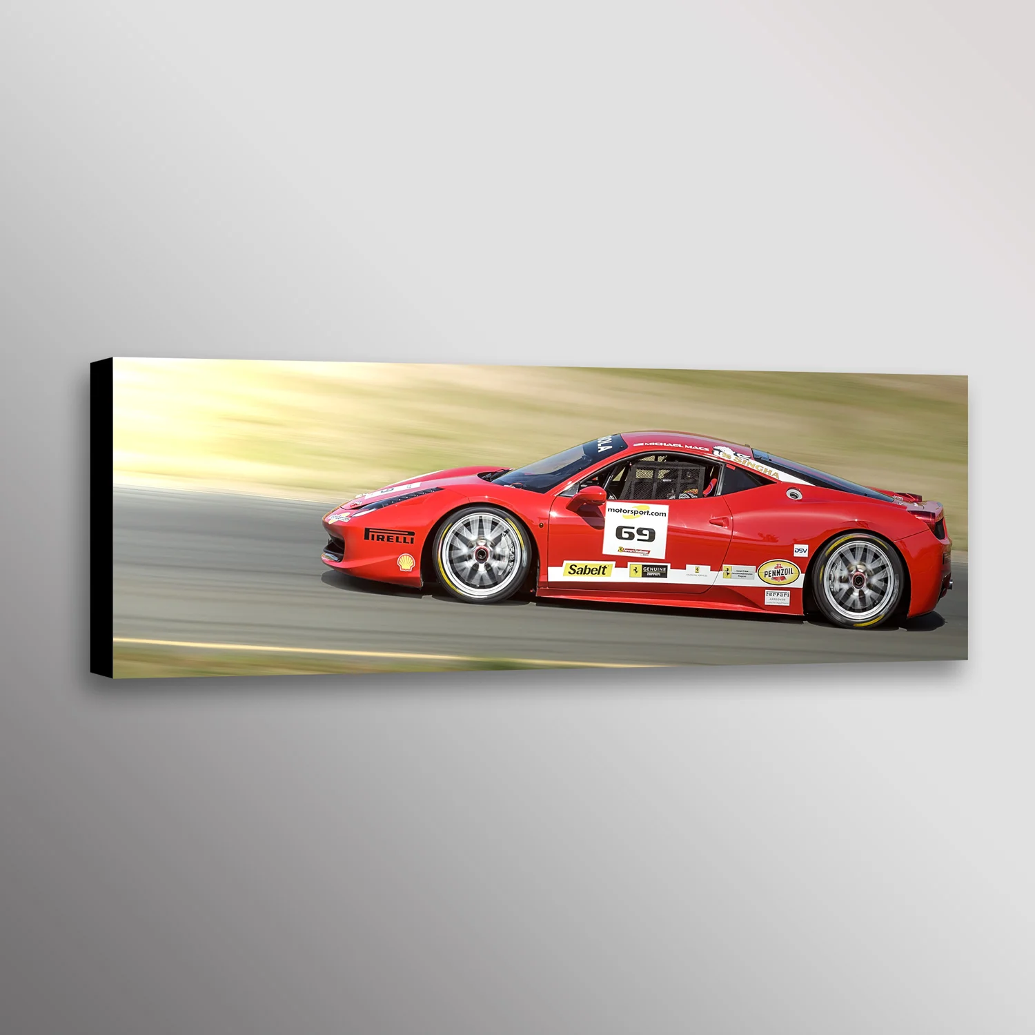 Red Ferrari 458 Italia Racecar Car Photo Wall Art Canvas Print