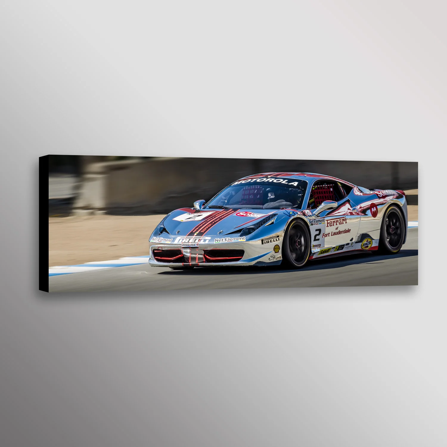 Chrome Ferrari 458 Italia Racecar Car Photo Wall Art Canvas Print
