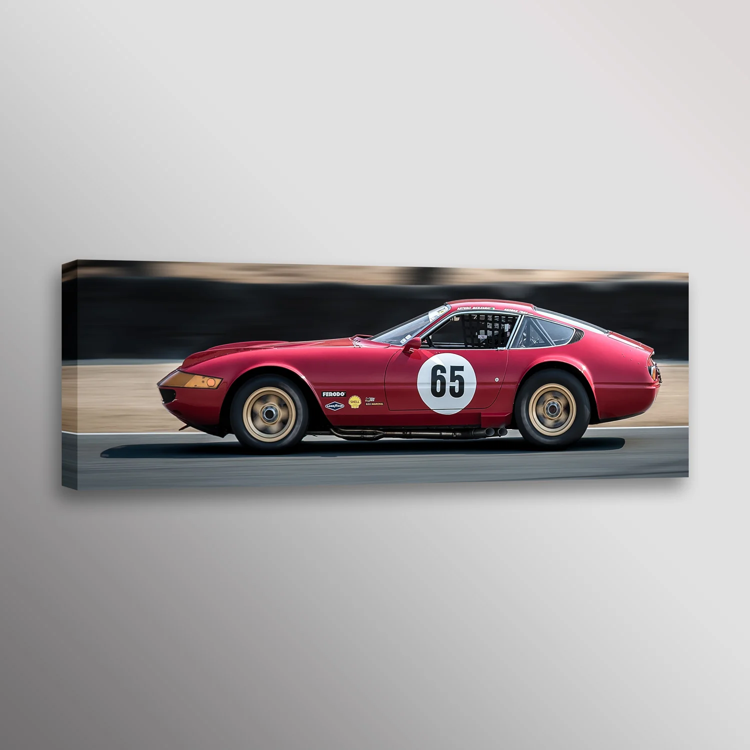 Vintage Ferrari Daytona Racecar Automotive Car Photo Wall Art Canvas Print