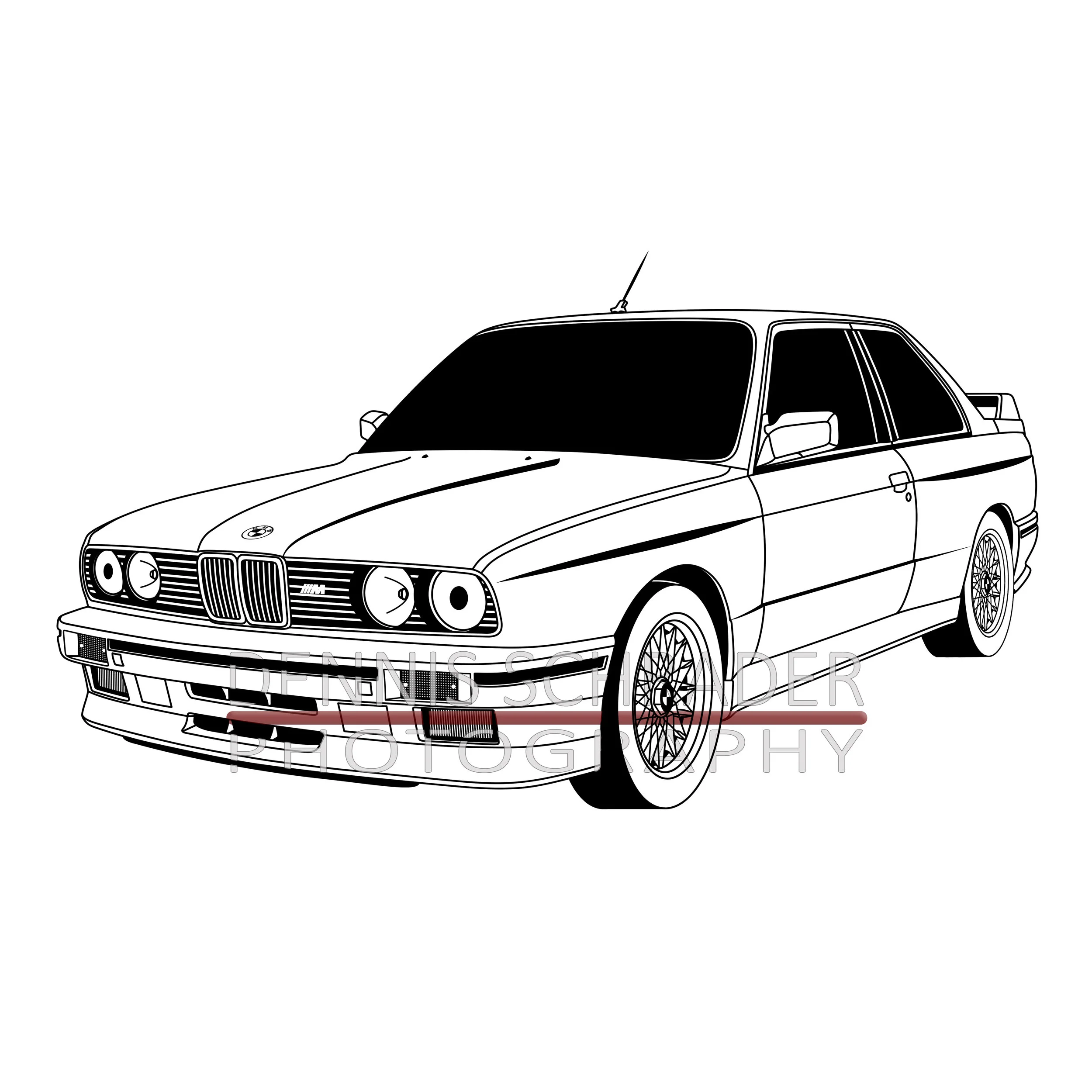 BMW E30 M3 Graphic Art Stencil Digital Download