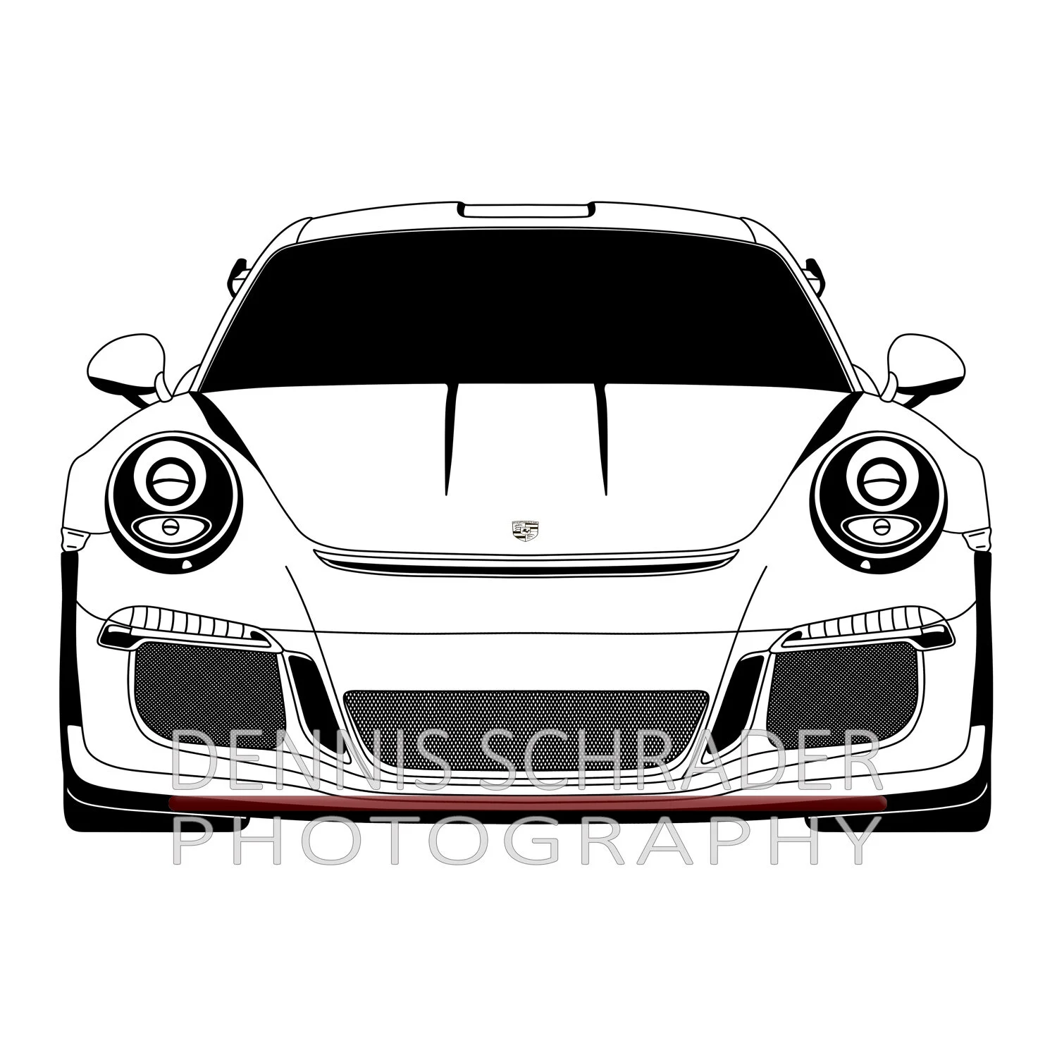 Porsche 911 GT3 RS Front Graphic Art Stencil Digital Download