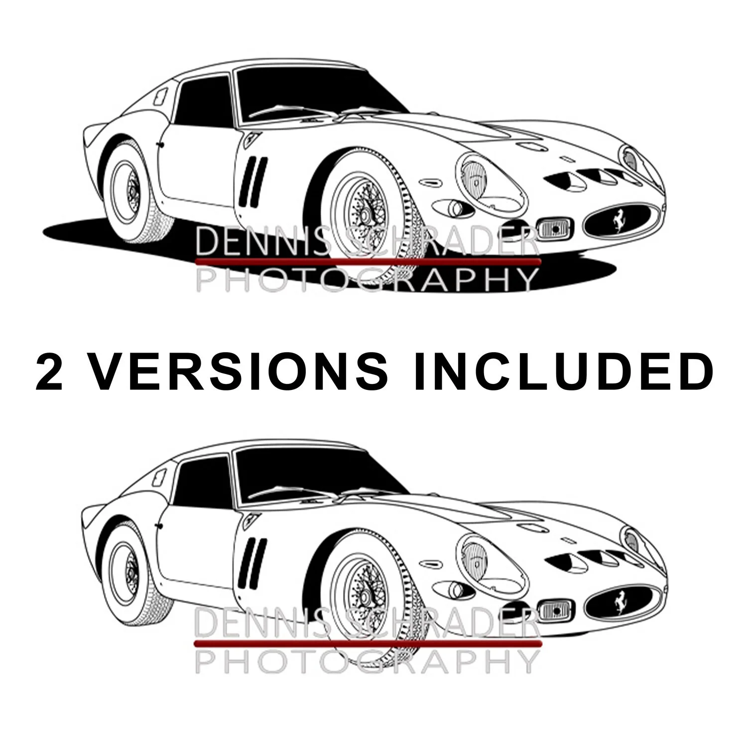 Ferrari GTO Graphic Art Stencil Digital Download