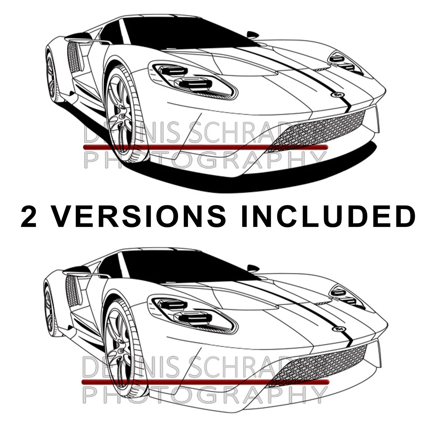 Ford GT Graphic Art Stencil Digital Download