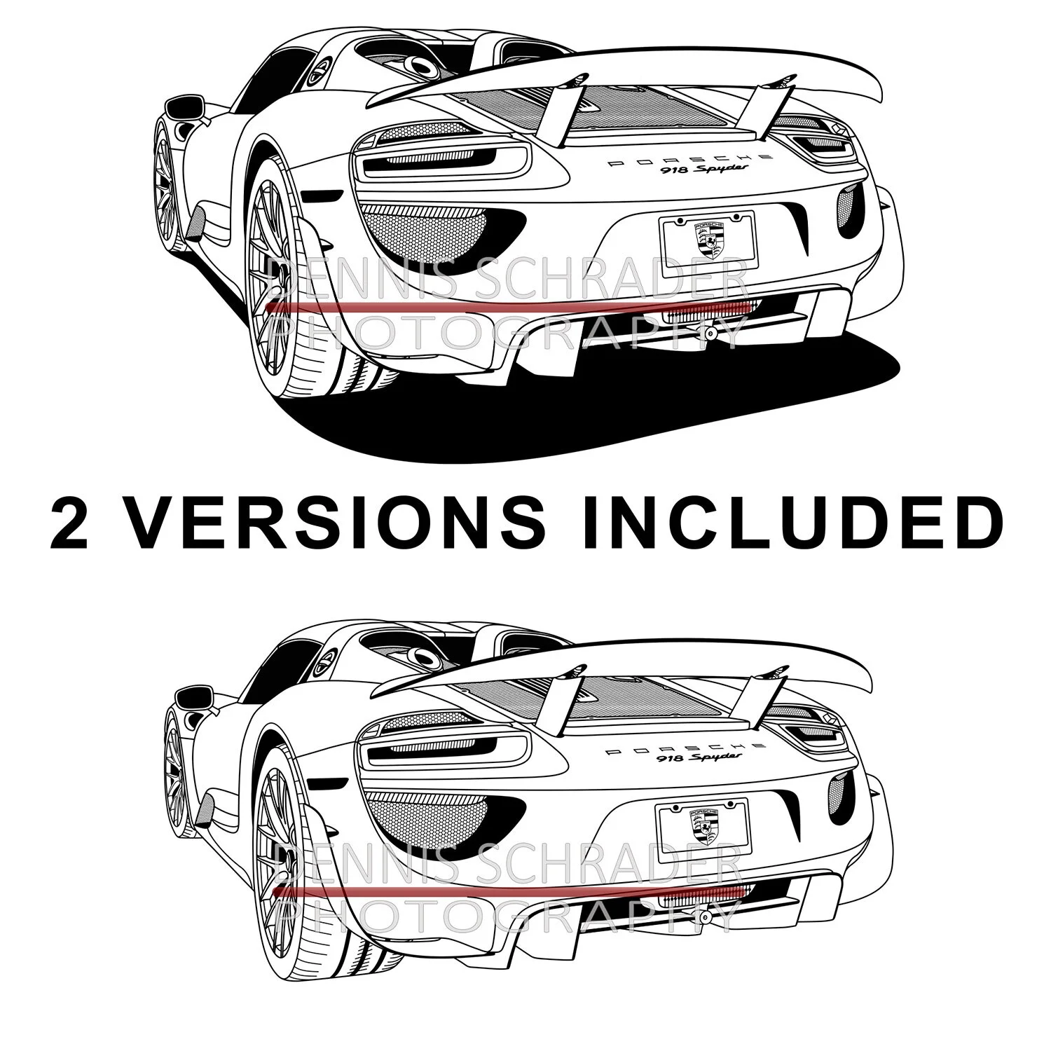 Porsche 918 Spyder Graphic Art Stencil Digital Download