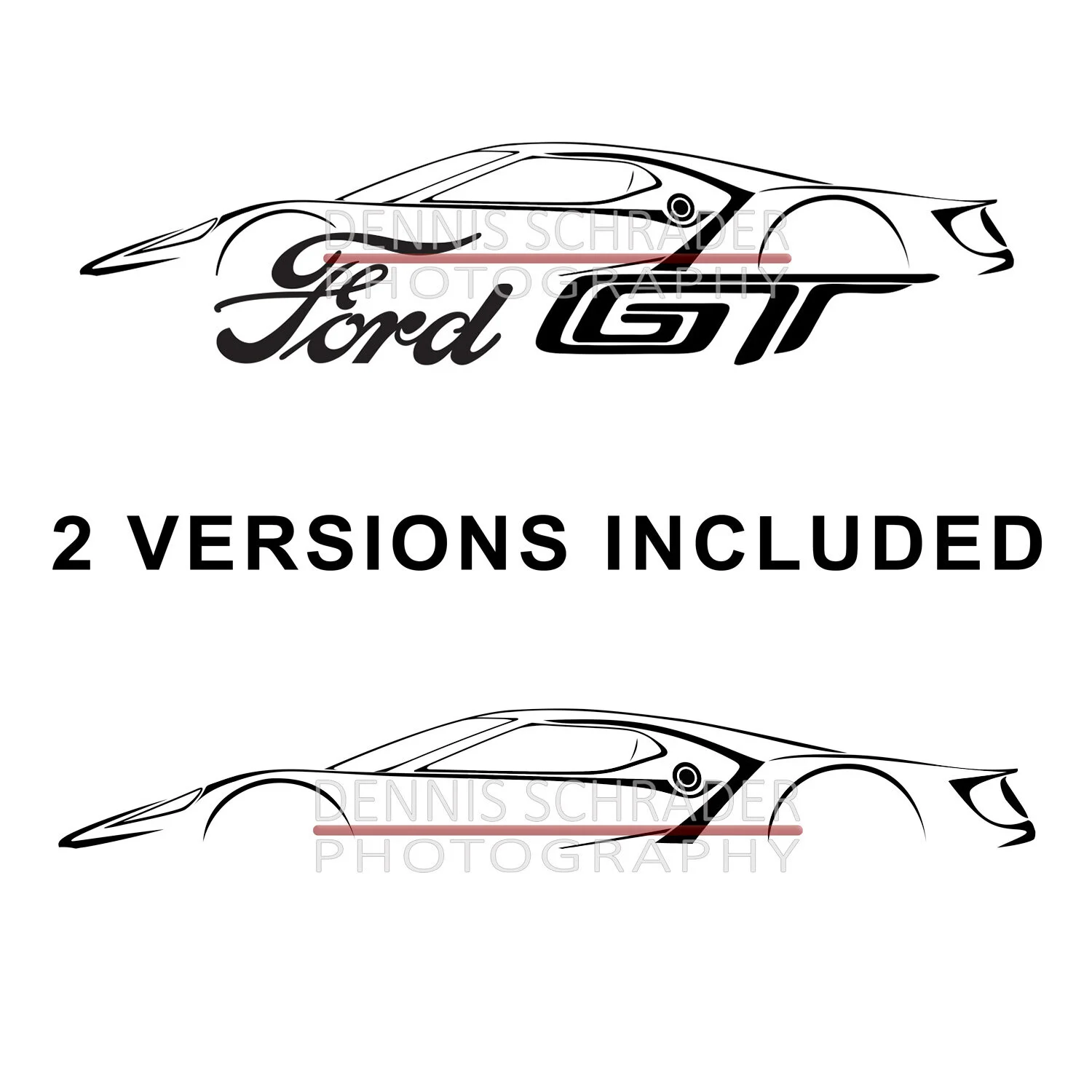 Ford GT Silhouette Graphic Art Stencil Digital Download
