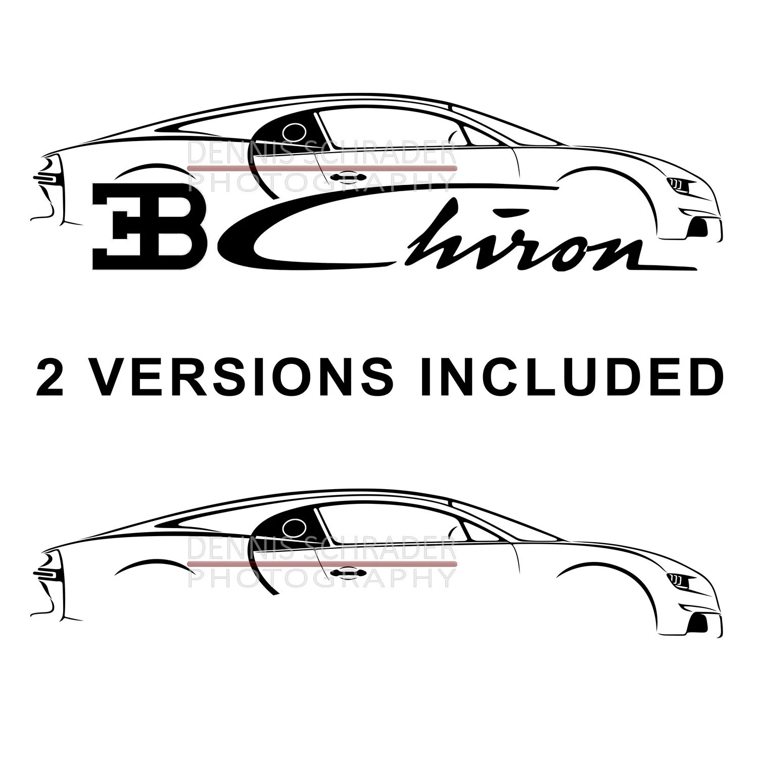 Bugatti Chiron with Logo Graphic Art Stencil Digital Download