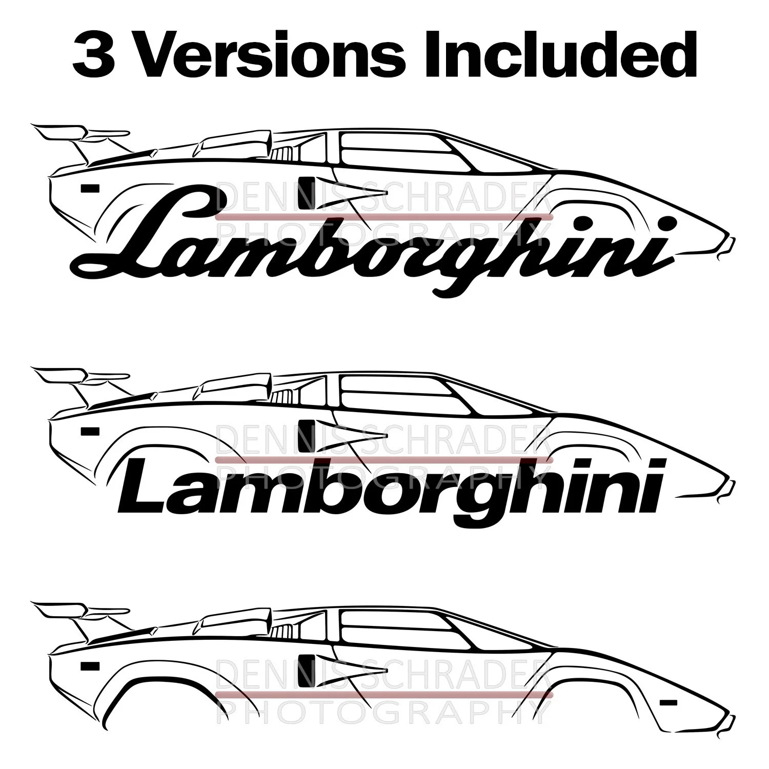 Lamborghini Countach Silhouette Graphic Art Stencil Digital Download