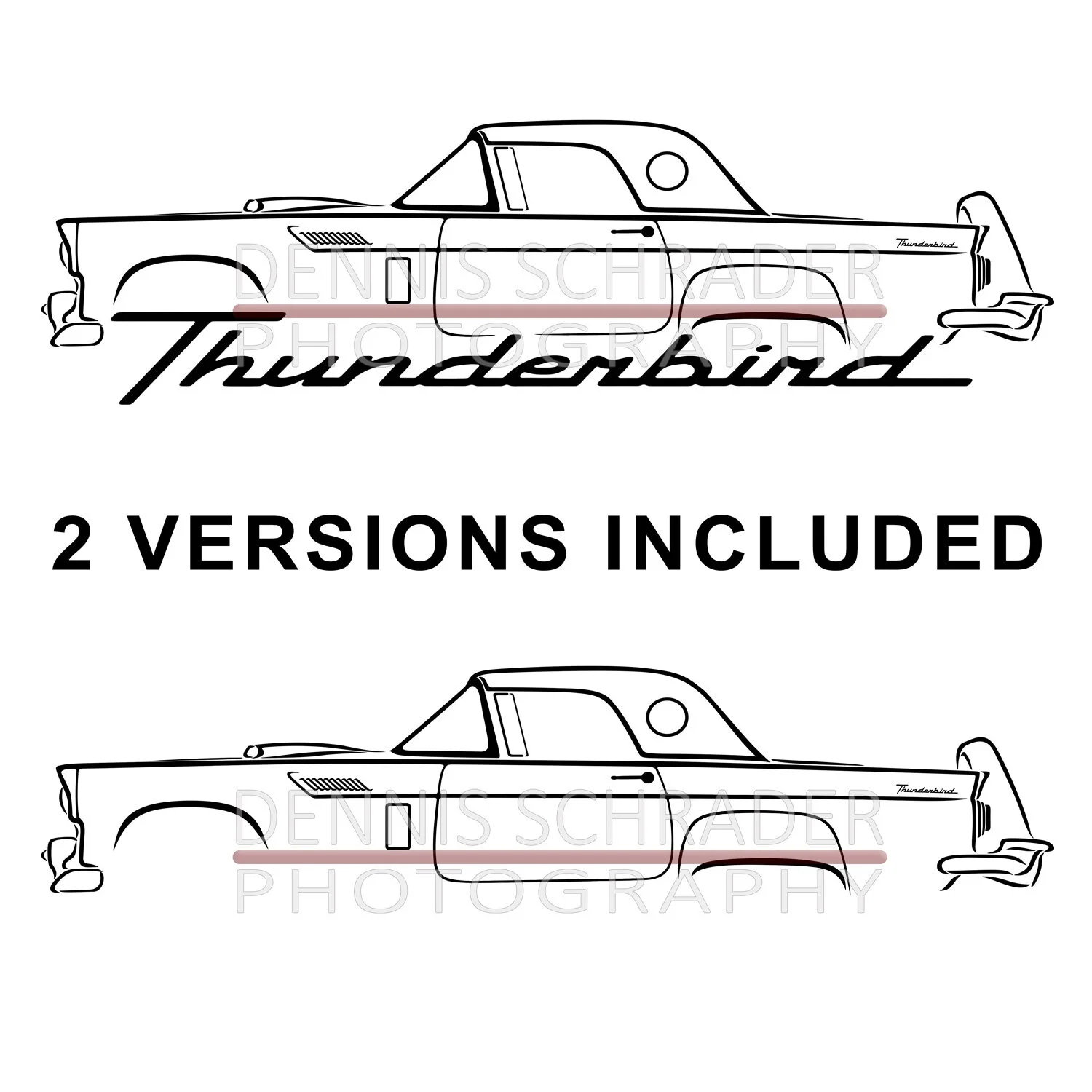 Ford Thunderbird Graphic Art Stencil Digital Download