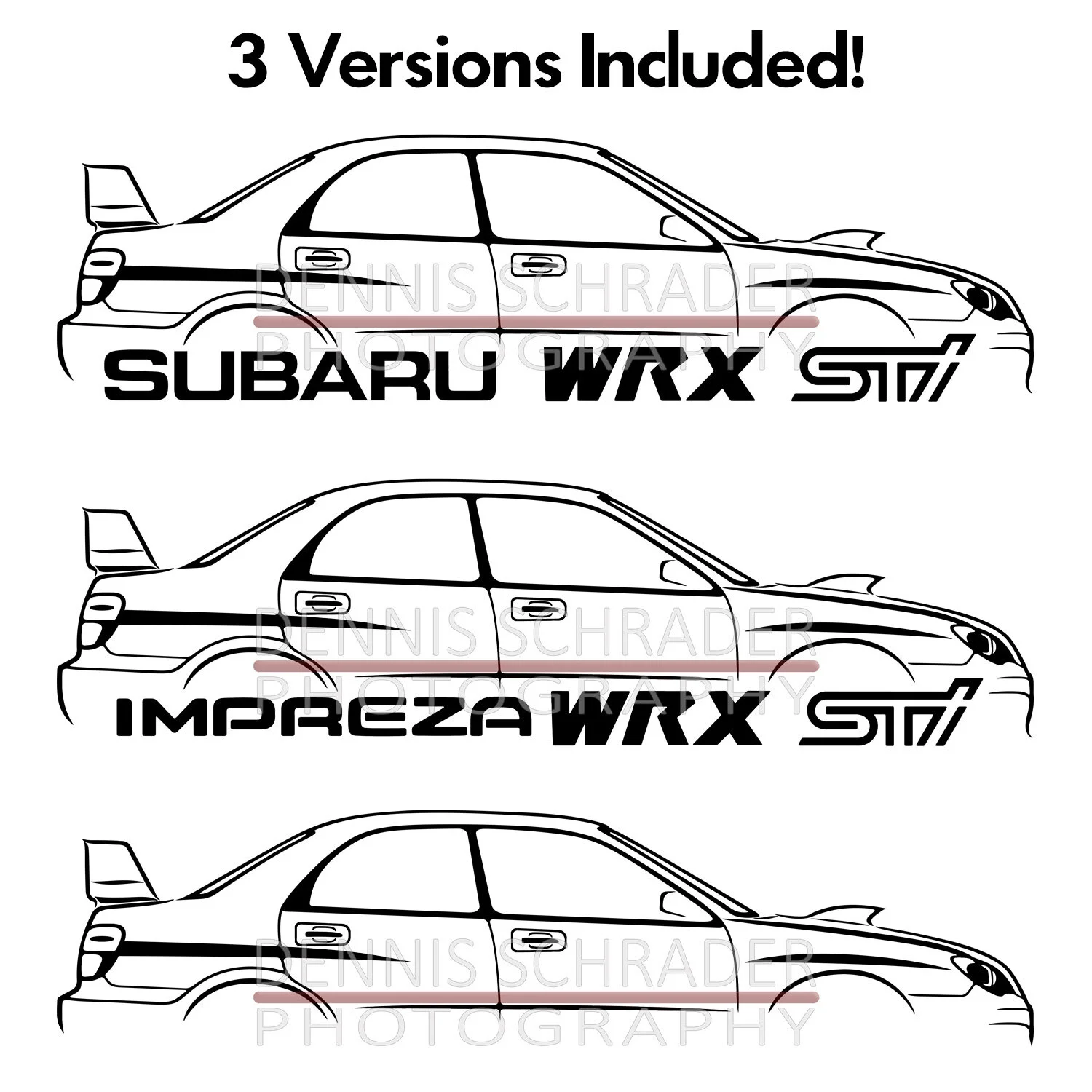 Subaru WRX STI Silhouette Graphic Art Stencil Digital Download