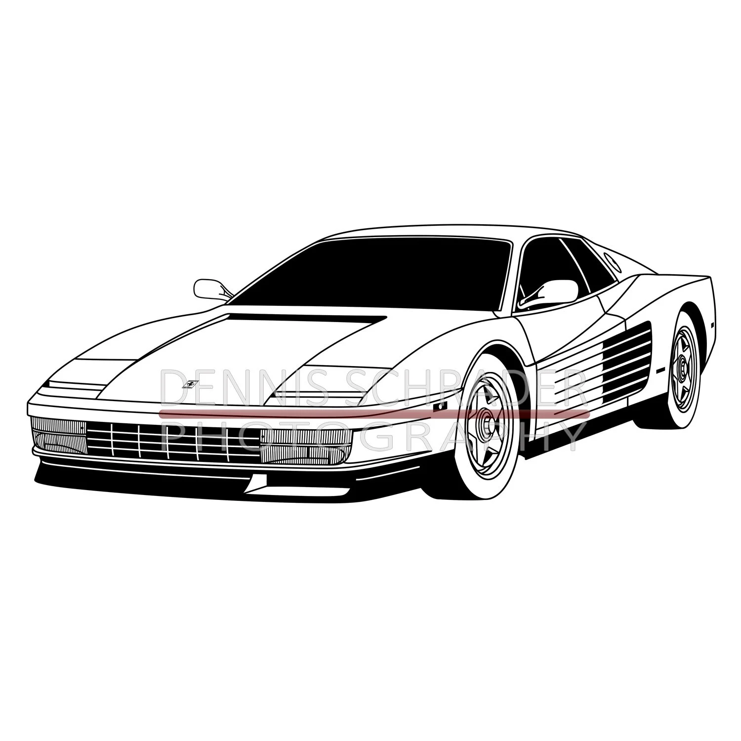 Ferrari Testarossa Front Graphic Art Stencil Digital Download
