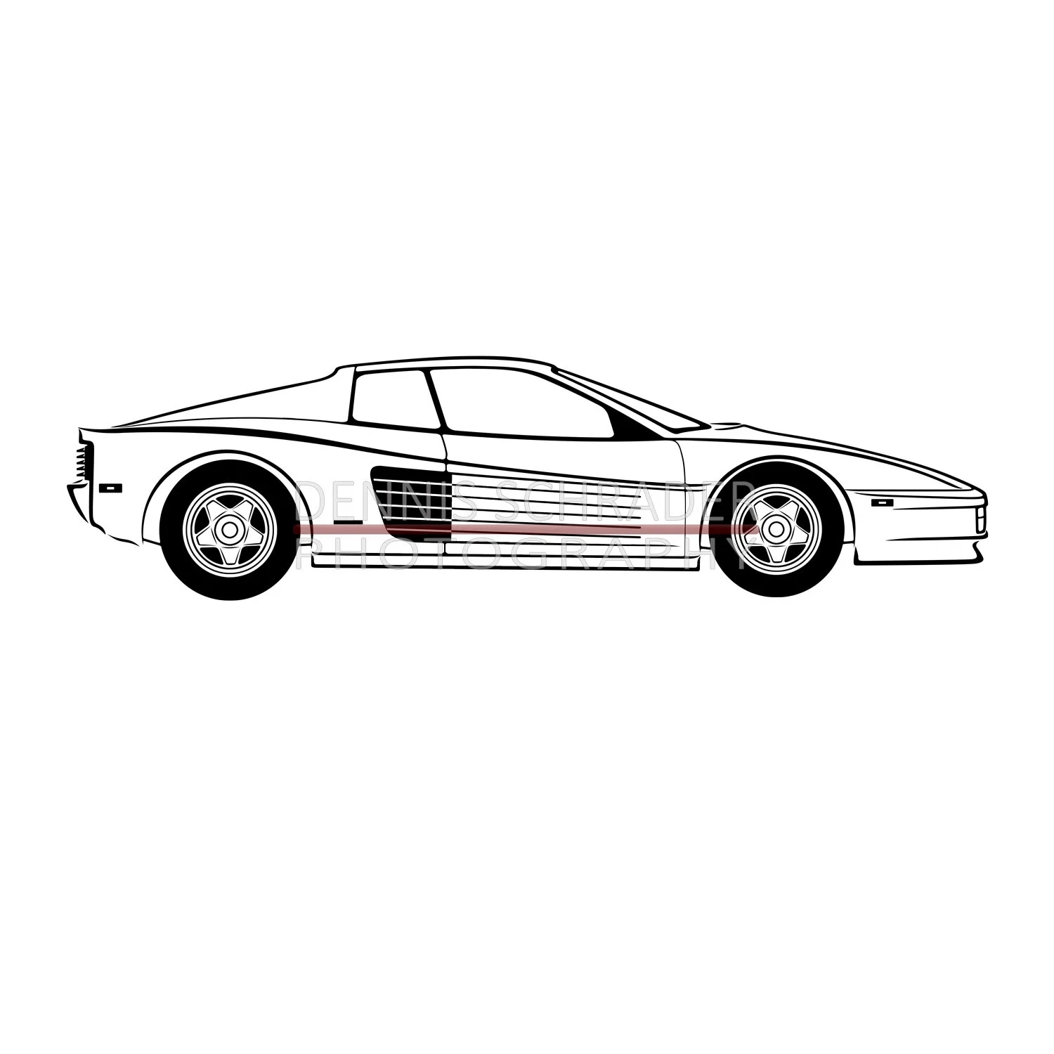Ferrari Testarossa Side Graphic Art Stencil Digital Download