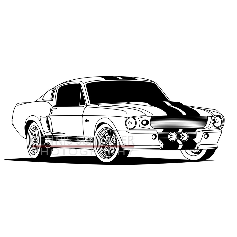 1967 Ford Mustang Shelby Gt500 Eleanor Graphic Art Stencil Digital Download Dennis Schrader Photography