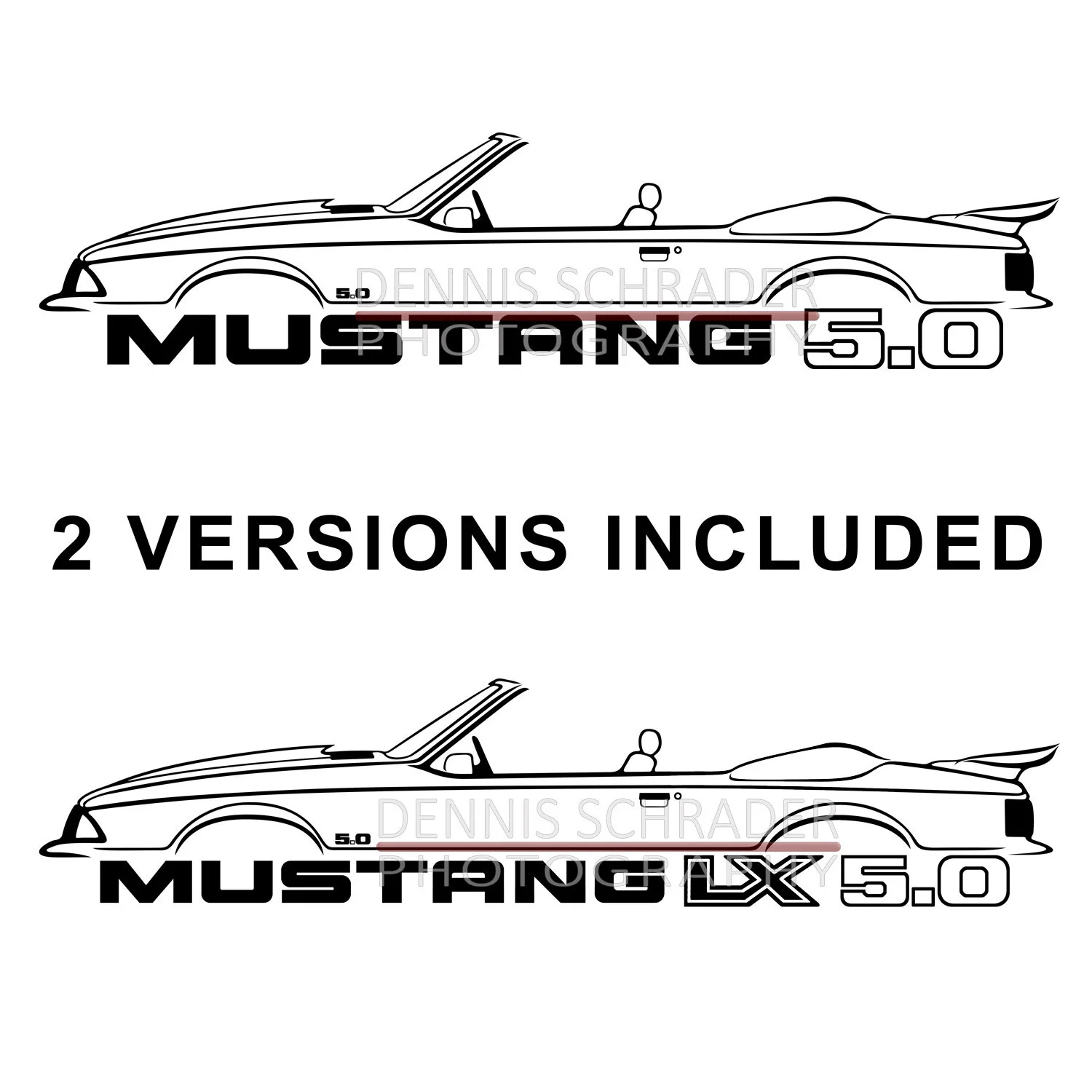 Foxbody Mustang 5.0 Convertible Graphic Art Stencil Digital Download