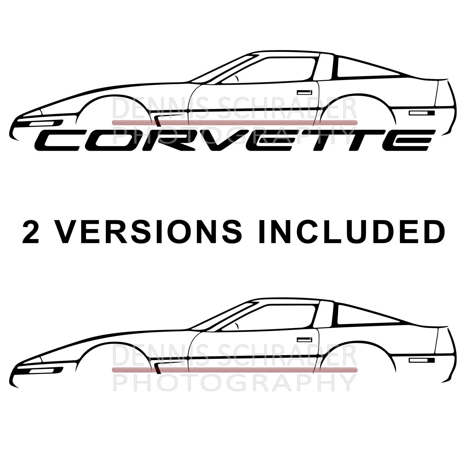 C4 Corvette Graphic Art Stencil Digital Download