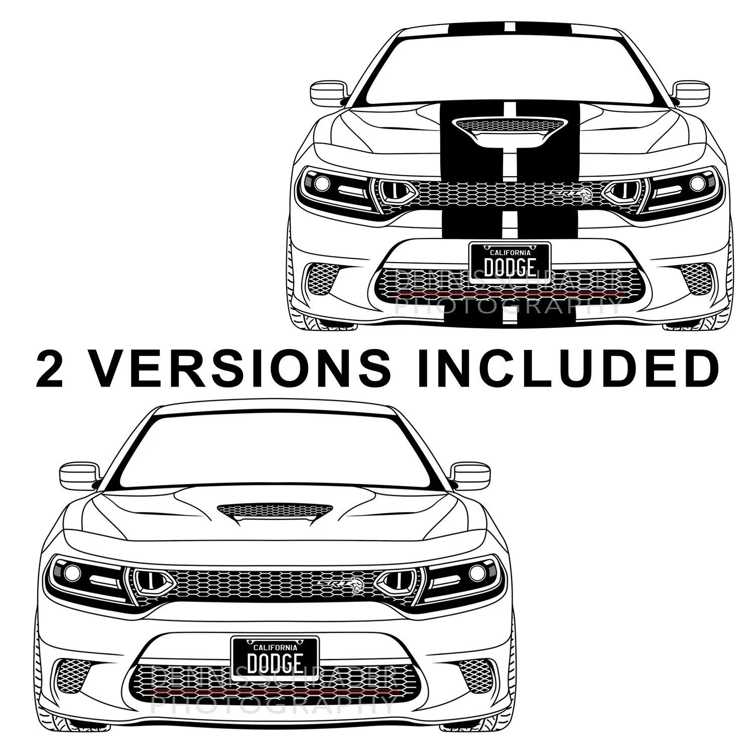 Dodge Charger Front Graphic Art Stencil Digital Download