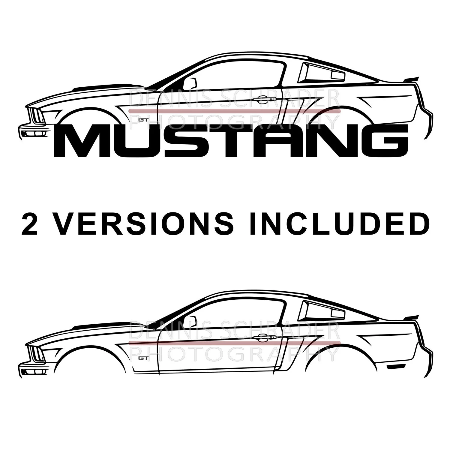 Ford Mustang 2007 Graphic Art Stencil Digital Download