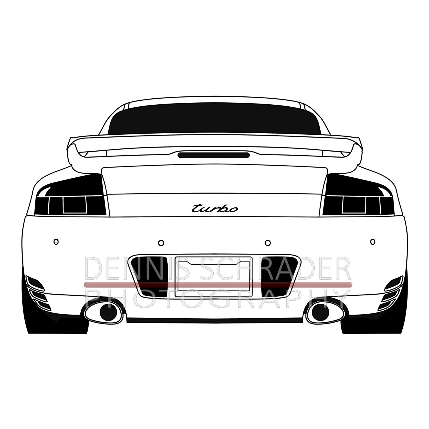 Porsche 911 Carrera Rear Graphic Art Stencil Digital Download