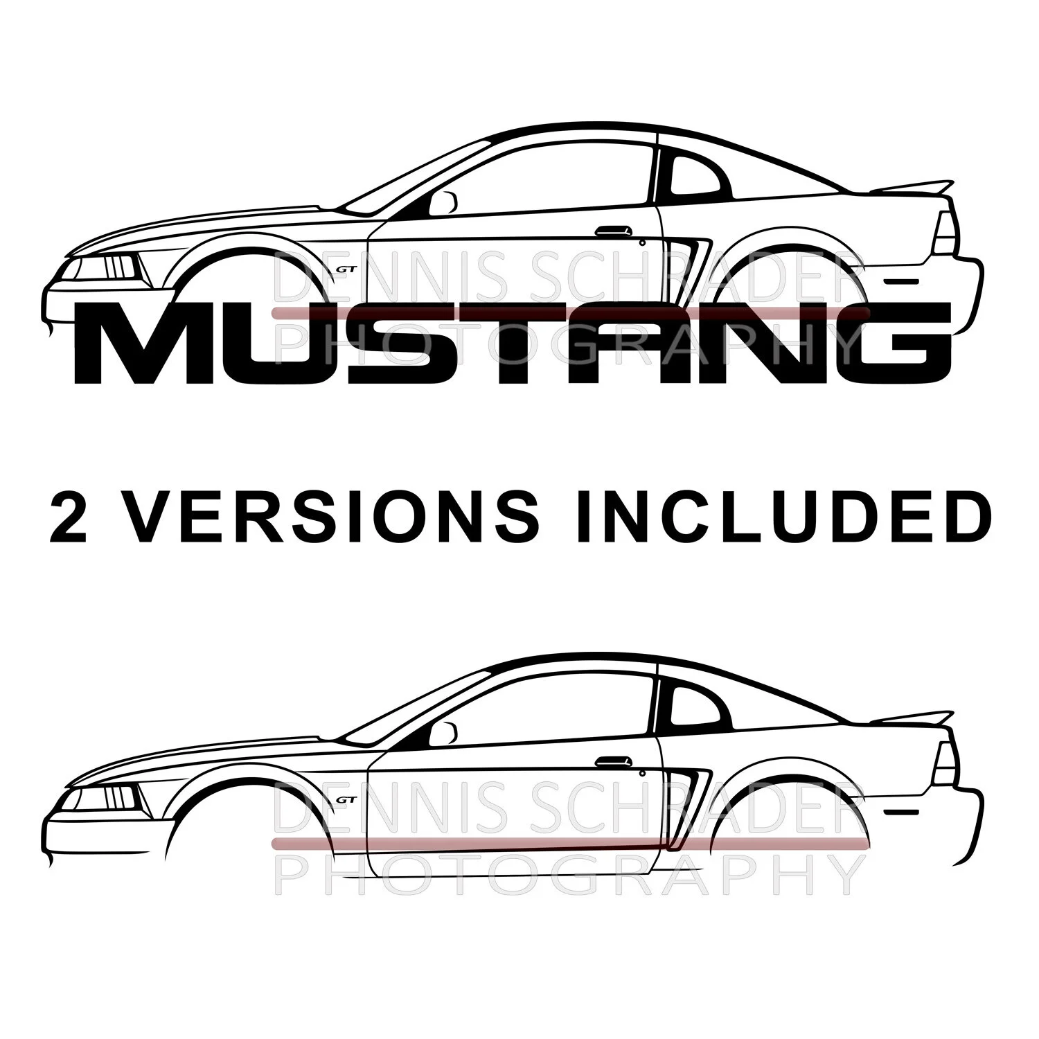1999 Ford Mustang GT Graphic Art Stencil Digital Download
