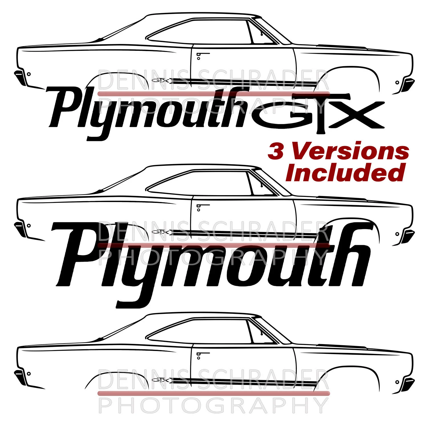1968 Plymouth GTX Graphic Art Stencil Digital Download