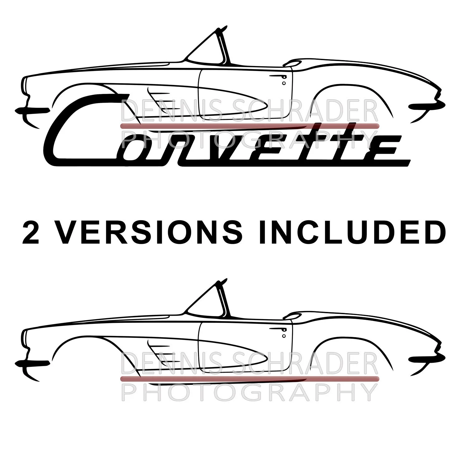 C1 1961 Corvette Convertible Graphic Art Stencil Digital Download