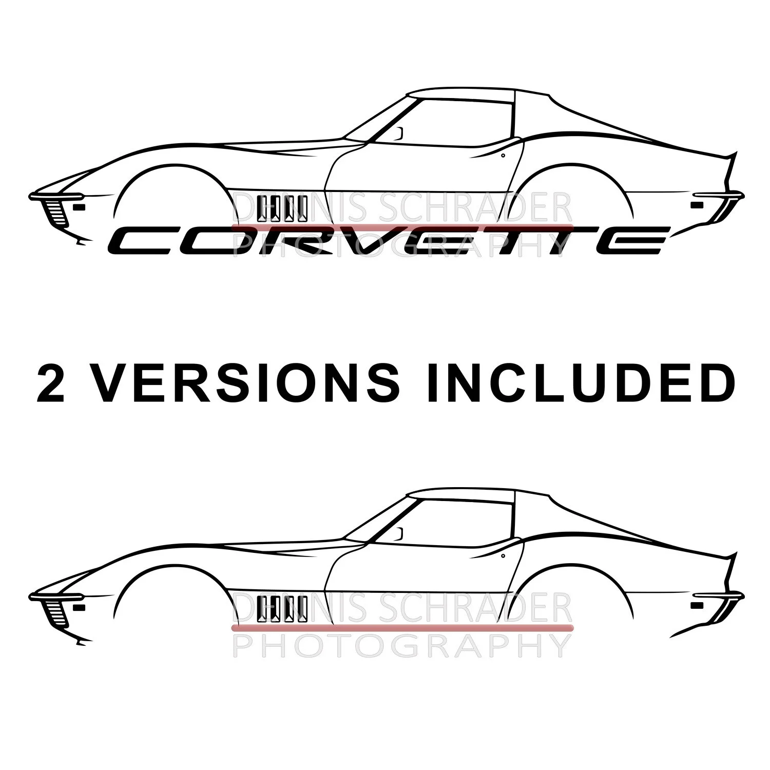 C3 1969 Corvette Stingray Graphic Art Stencil Digital Download