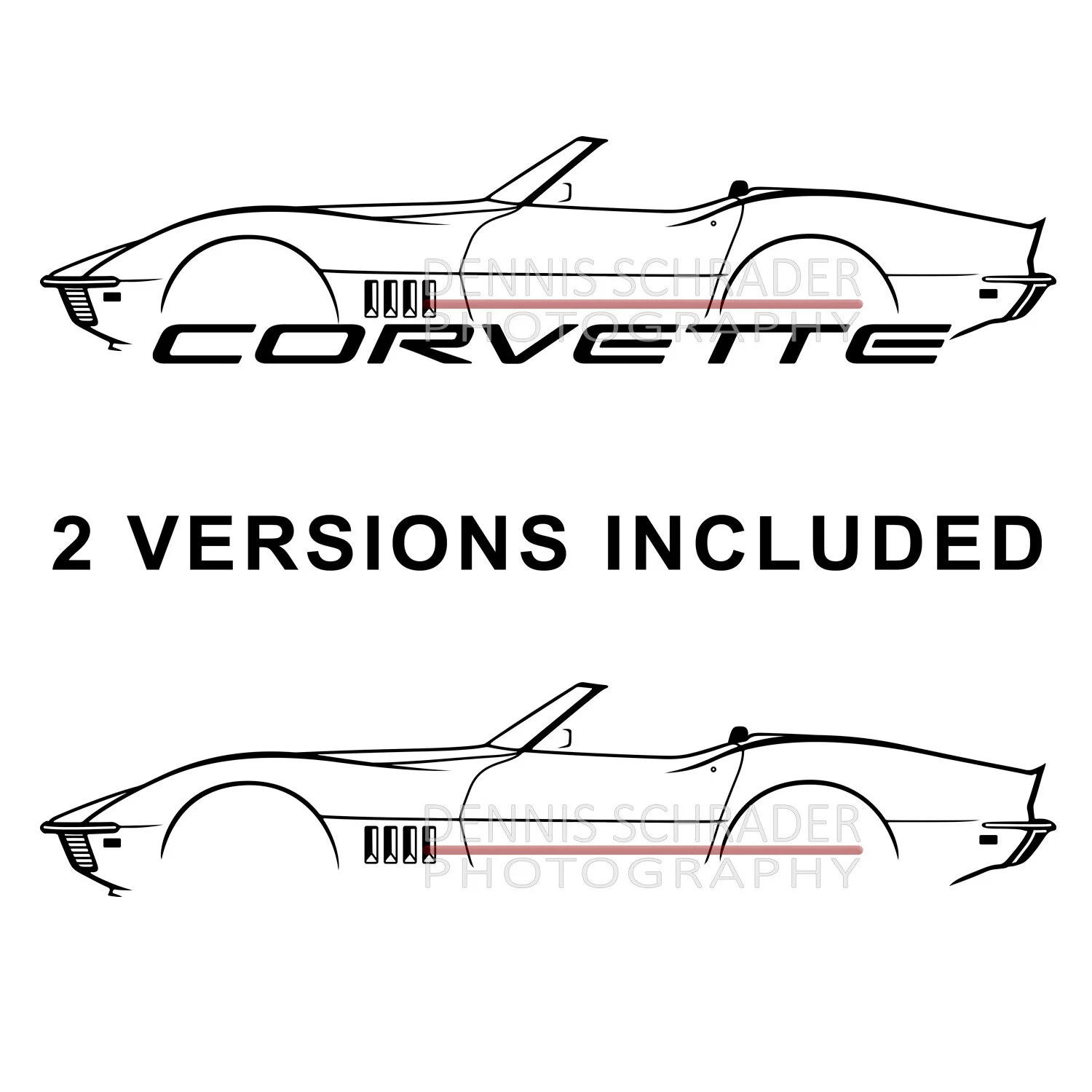 C3 1969 Corvette Convertible Graphic Art Stencil Digital Download