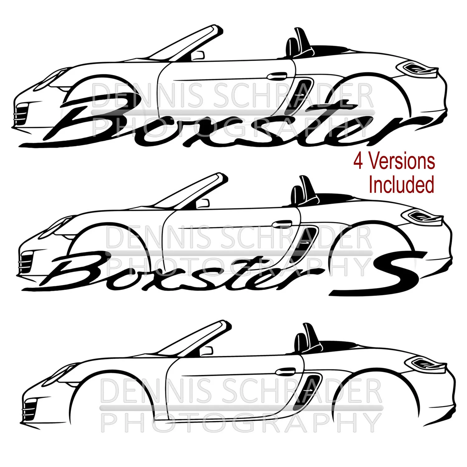 Porsche Boxster 4th Gen Graphic Art Stencil Digital Download