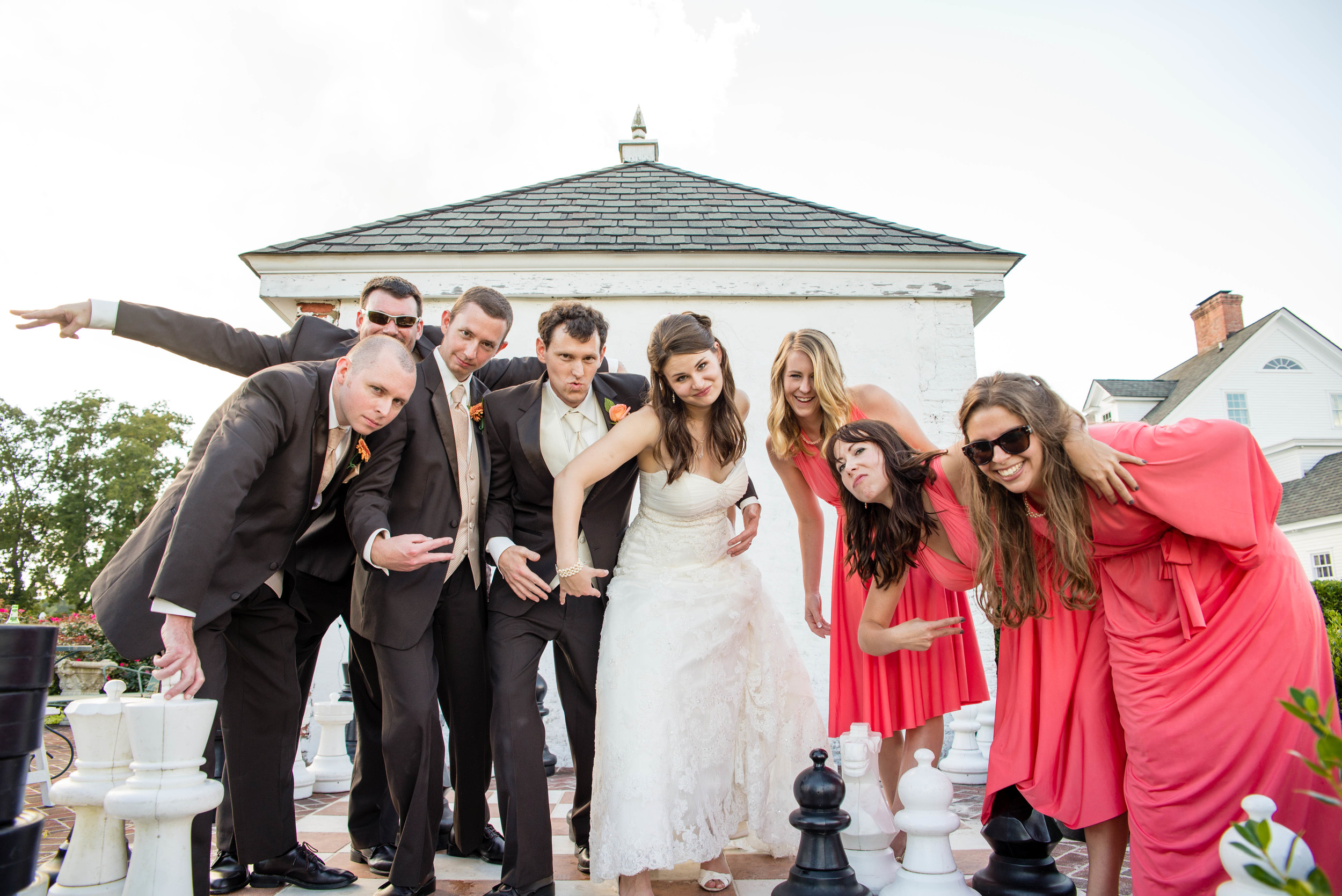 The life size chess board made an epic bridal party shot! One of my faves. I told them to act "gangsta". hahaha