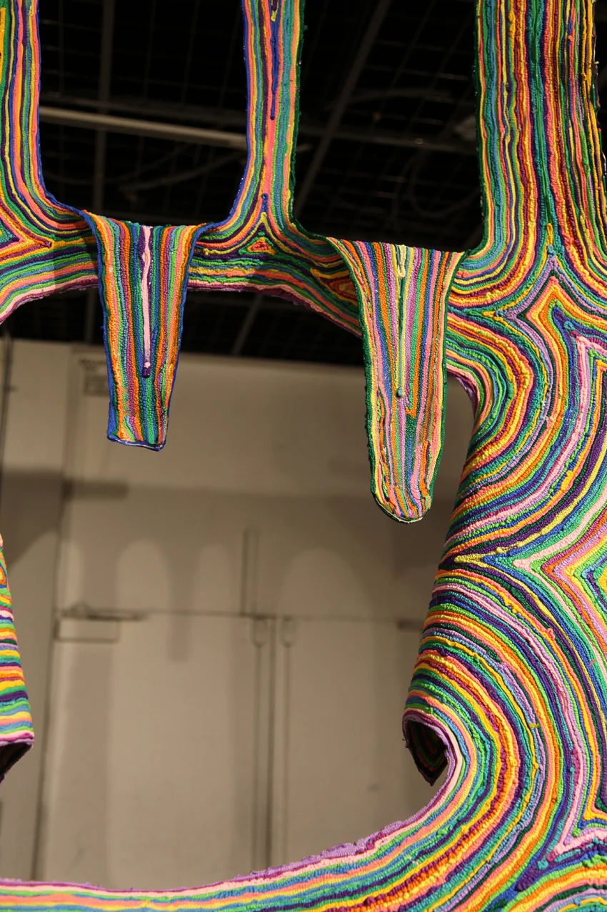 Wannabe (detail) (2015) Puff paint on canvas, 11 x 5 ft
