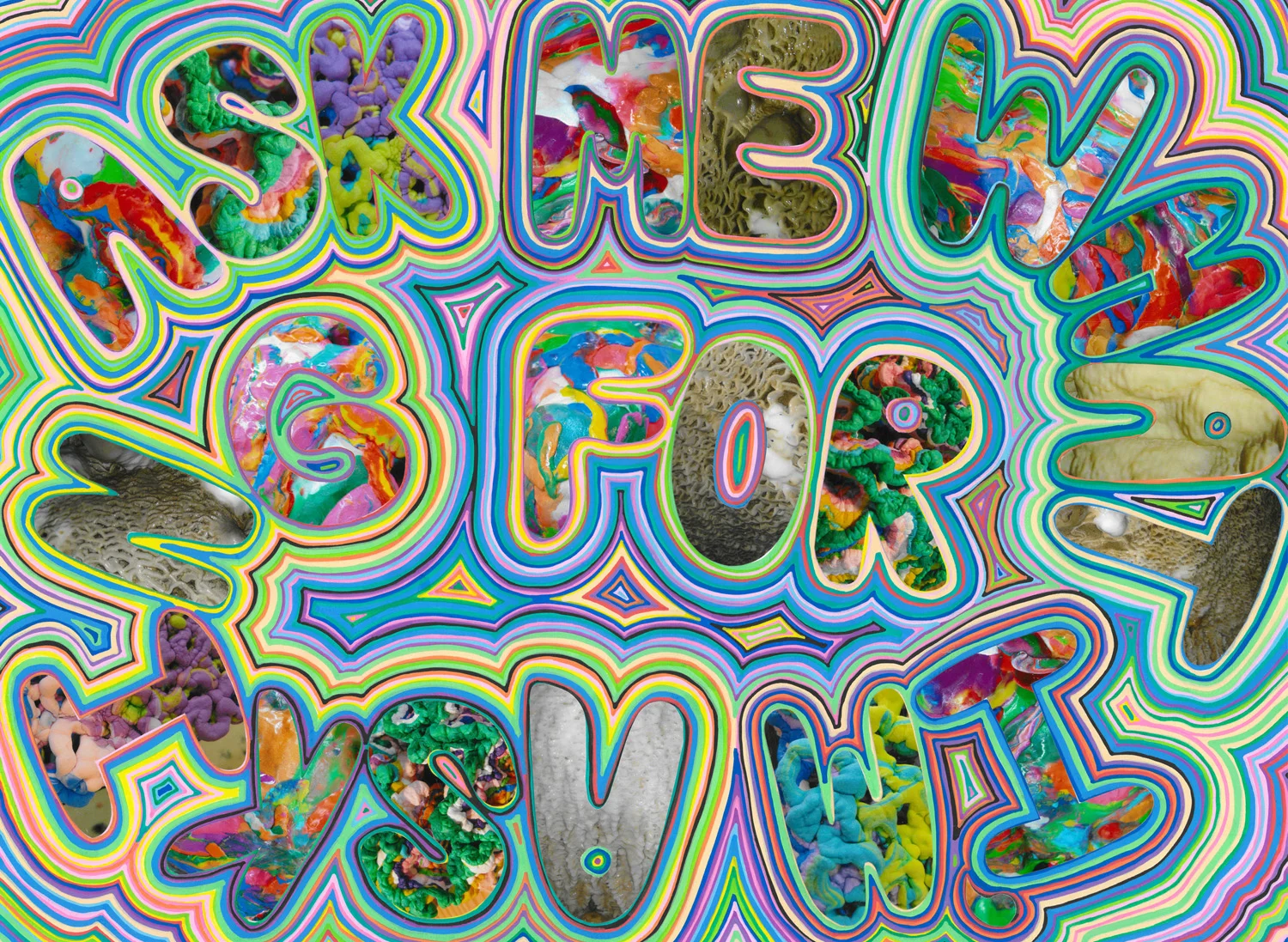 Ask Me What I'm Asking For (2013) acrylic paint pen and photo on paper, 89.1 x 59.4 cm