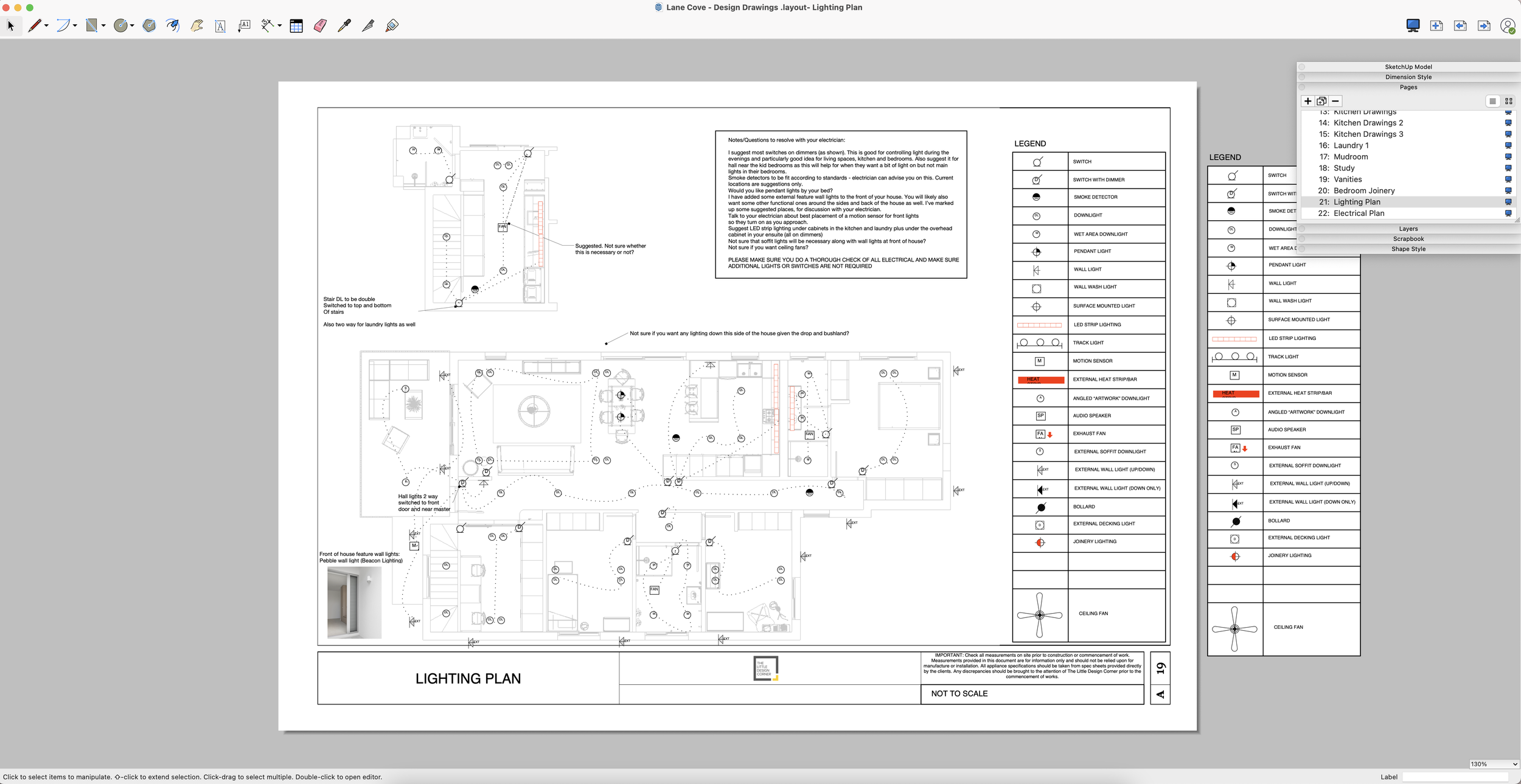 How to create lighting and electrical plans in SketchUp and Layout