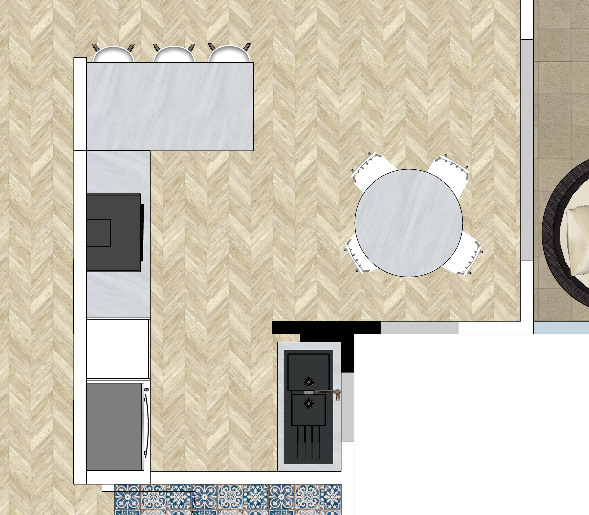 Small apartment kitchen with eat in area