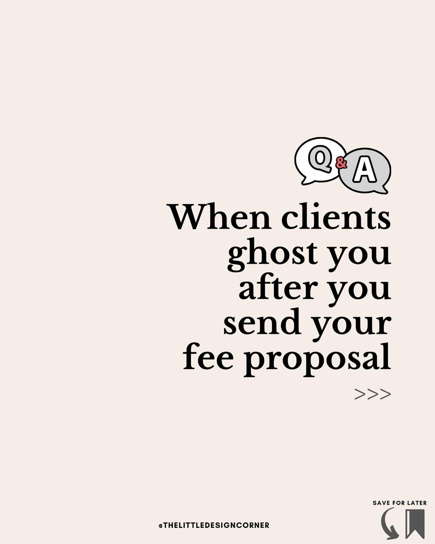 Q&amp;A with Clare 😅 What to do when a client ghosts you after you send your fee proposal ⬇️

This is the first in a new Q&amp;A series I&rsquo;m trying out on my page where I answer specific questions from within my community. 

If you want to subm