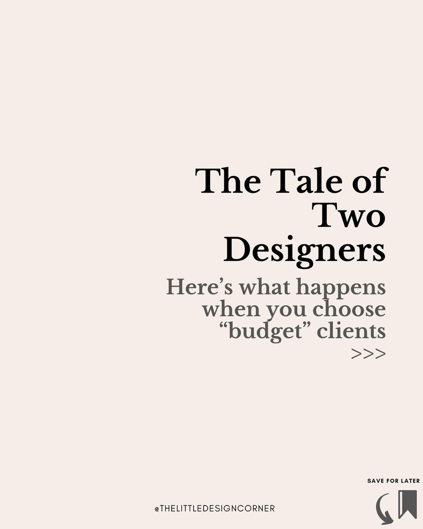 Here&rsquo;s the story of what happens when you work with &ldquo;budget&rdquo; design clients. ⬇️

It takes just as much work to find low paying clients as it does to attract and convert clients who have the money to spend on creatively rewarding pro