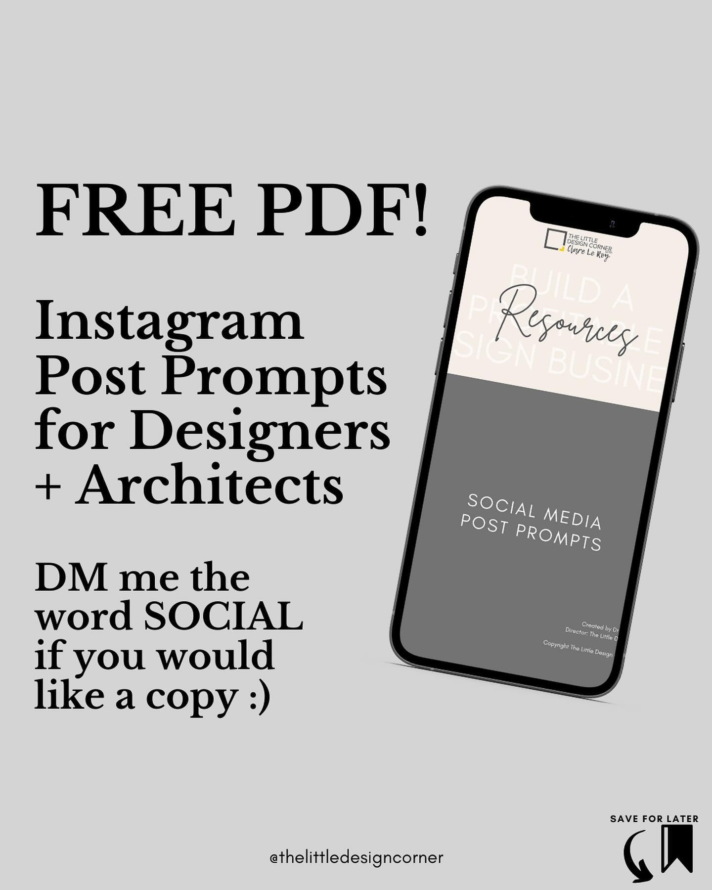 DM me the word SOCIAL if you want a copy of my free PDF resource! 😀⁠

&ldquo;I have no idea what to post on Instagram!&rdquo;⁠

I hear this regularly from designers in my community...⁠
...and honestly I&rsquo;m surprised by the statement as being a 