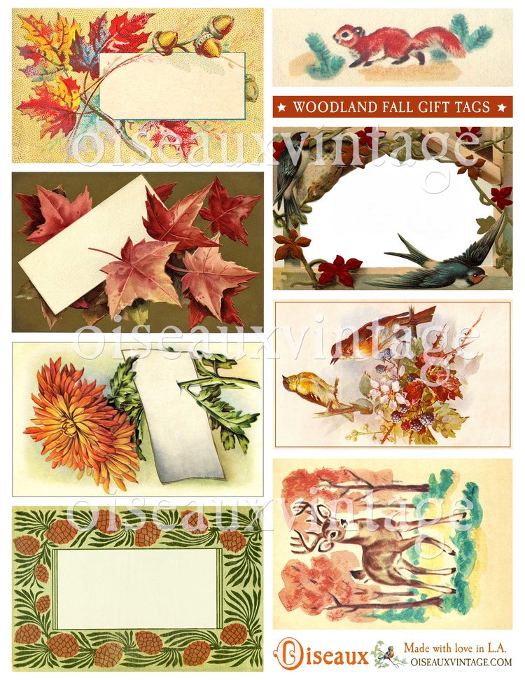 Woodland Fall Gift Tag Set Print Your Own Vintage Loveliness Woodland Fall Gift Tag Set Print Your Own Vintage Loveliness