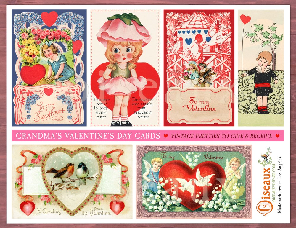 Grandma's Valentine's Day Cards - Digital Download to Print at