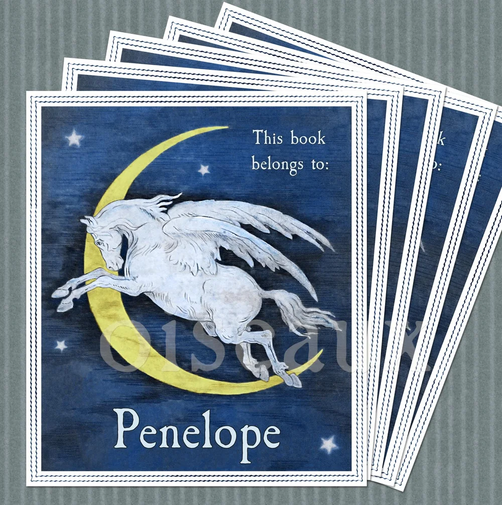Pegasus Vintage Personalized Bookplates — Oiseaux Vintage Paperie